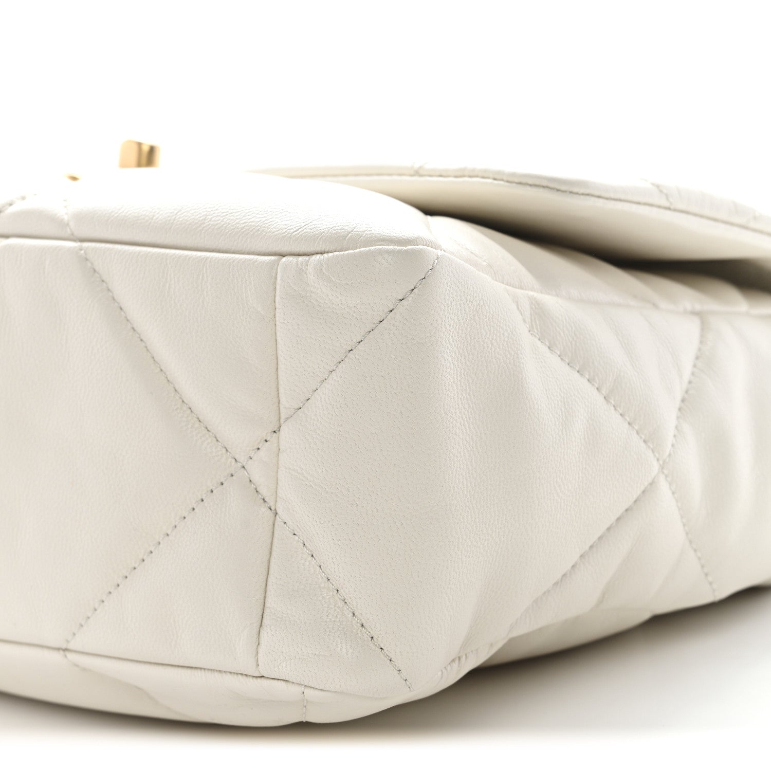Goatskin Quilted Large Chanel 19 Flap White