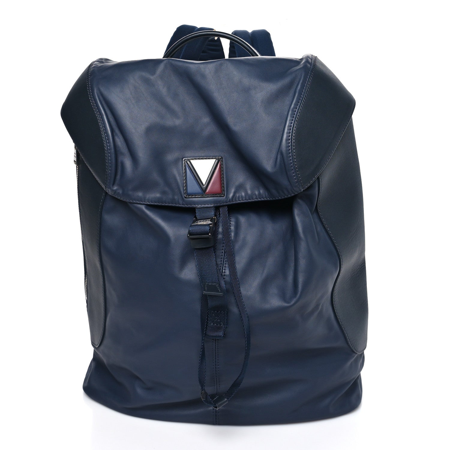 Calfskin Nylon V Line Pulse Backpack Navy