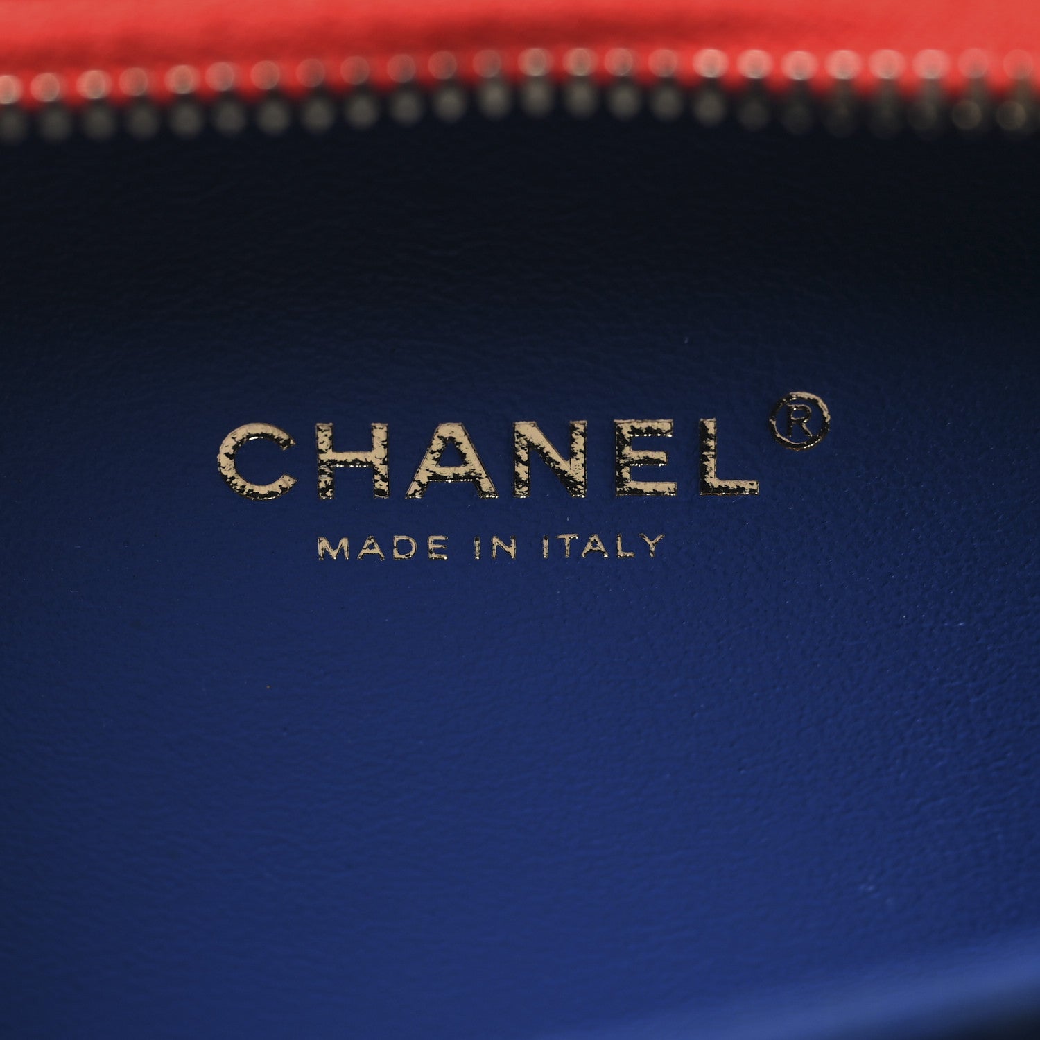 Caviar Quilted Small CC Filigree Vanity Case Blue White Red