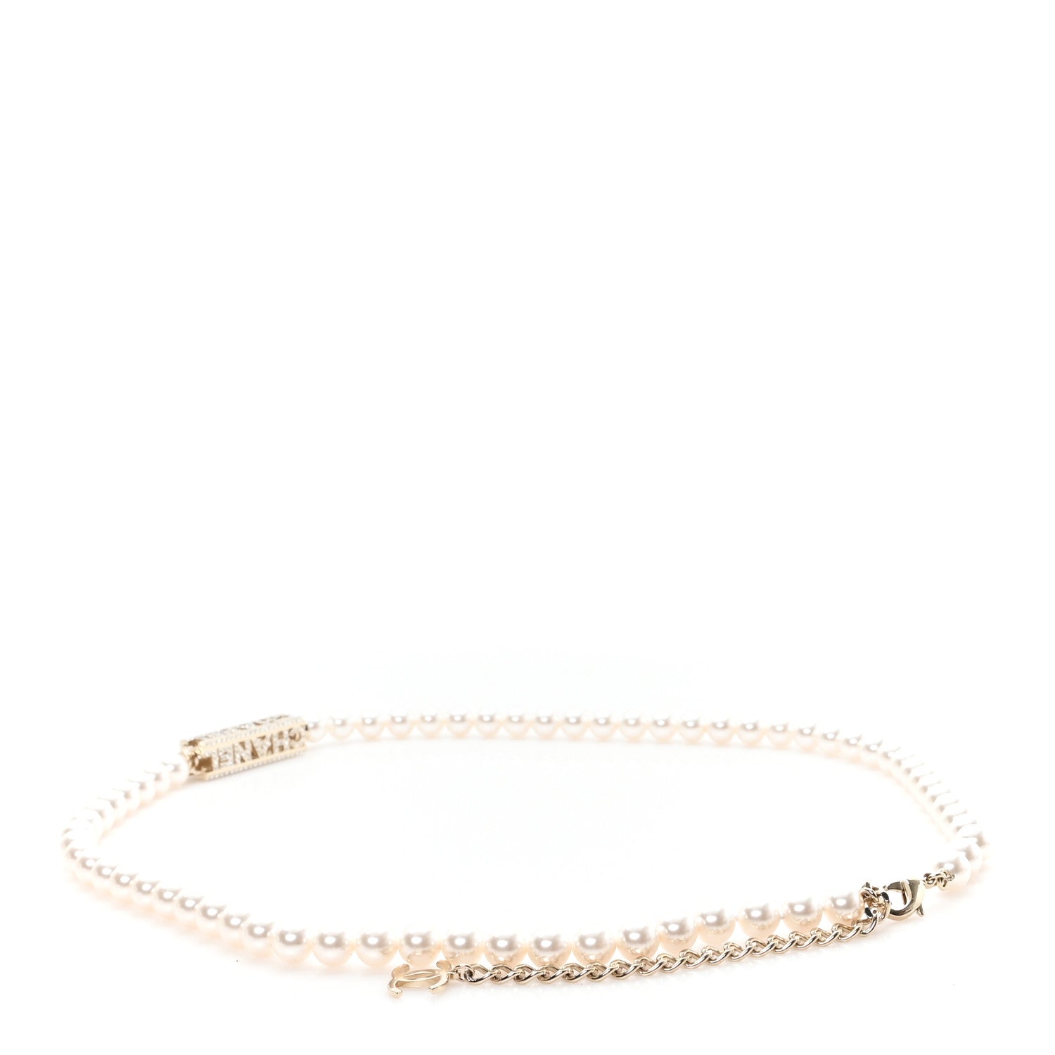 Pearl Crystal CC Logo Belt 80/32 Gold