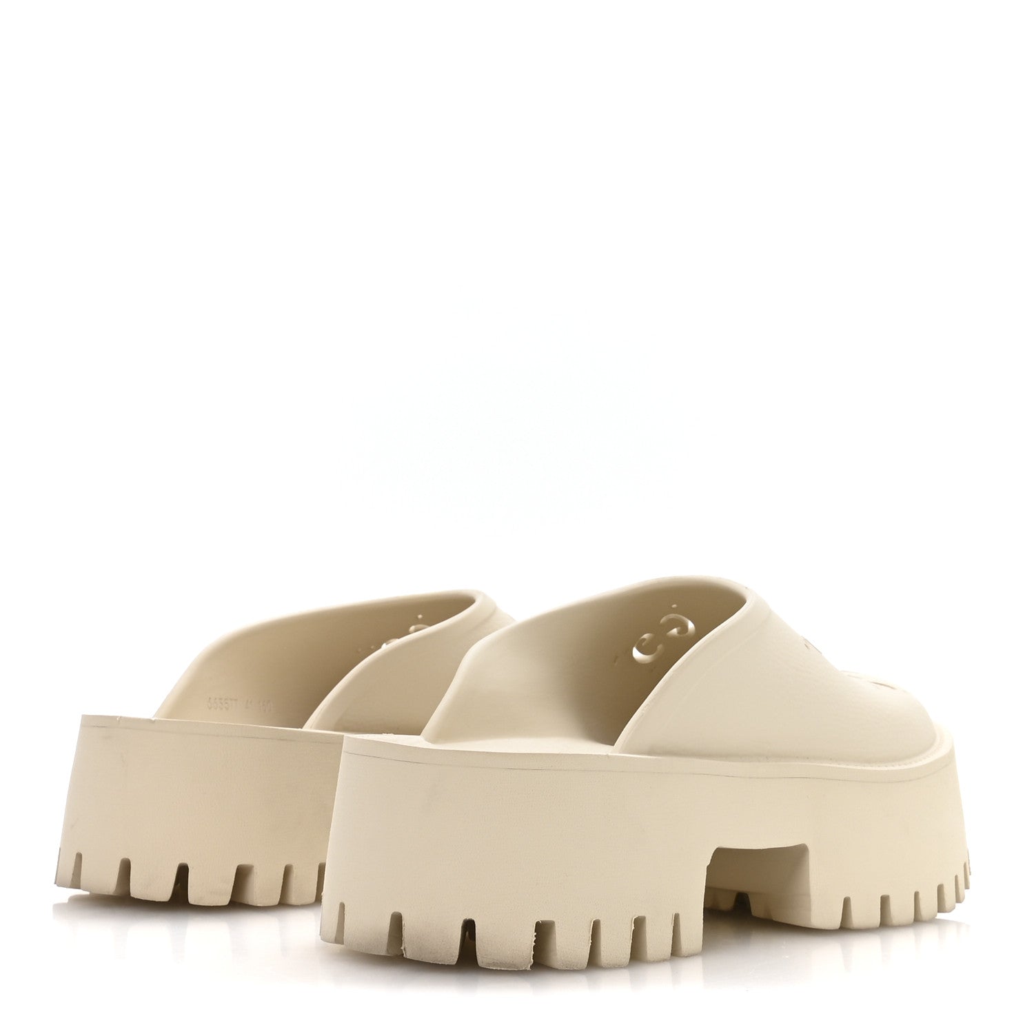 Rubber Monogram GG Go Through Platform Slide Clogs 41 Mystic White