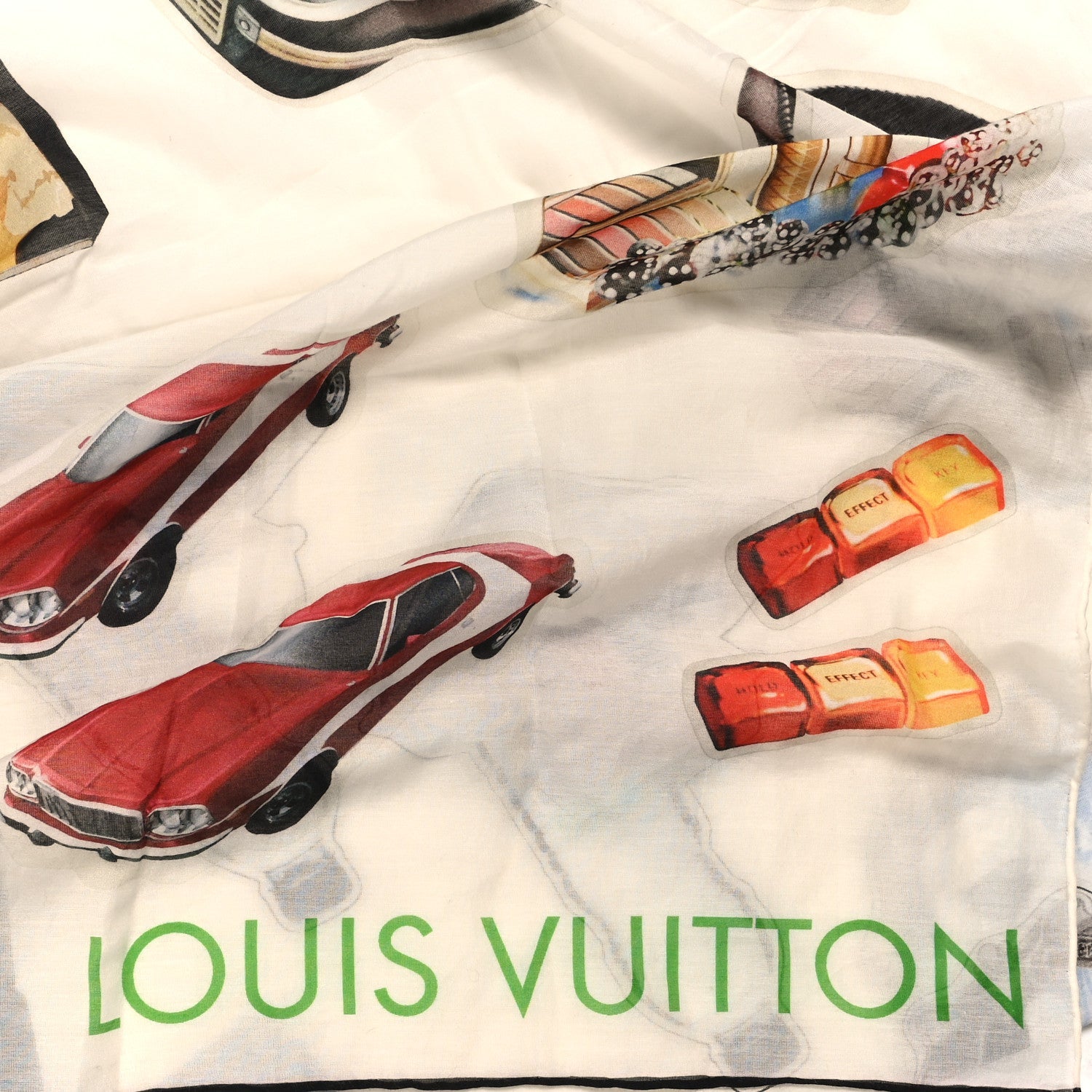Cotton Silk Stickers Animation Stole White