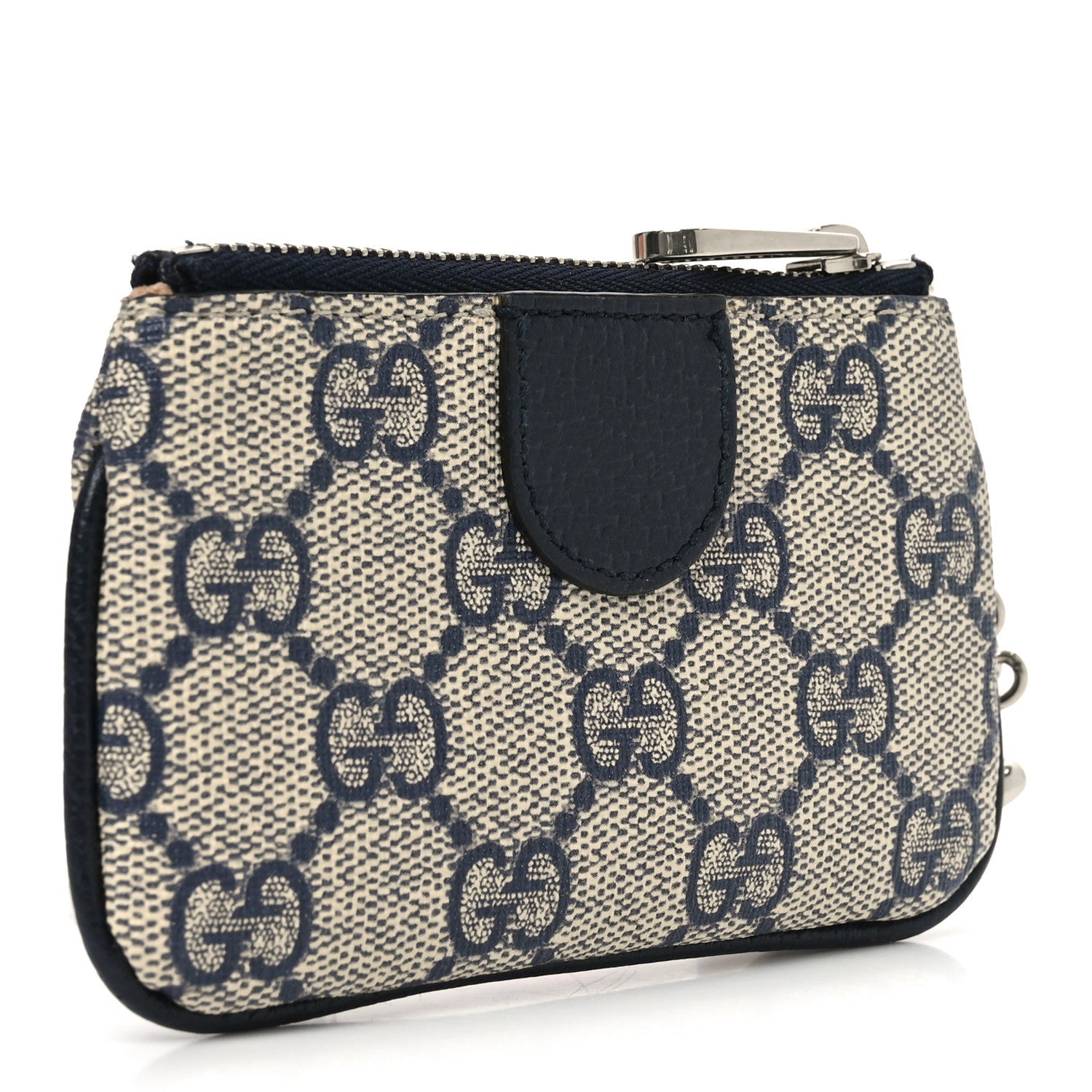 GG Supreme Monogram Web Ophidia Key Case Beige Blue
