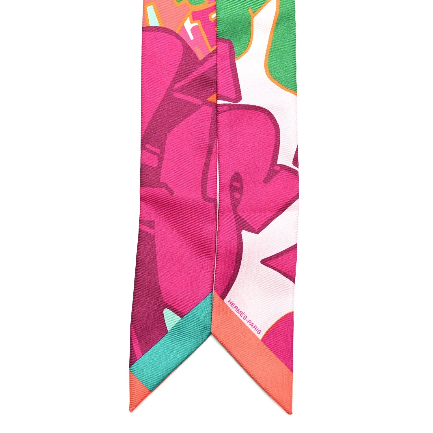 Silk Graff Graffiti Twilly Fuchsia Orange Vert