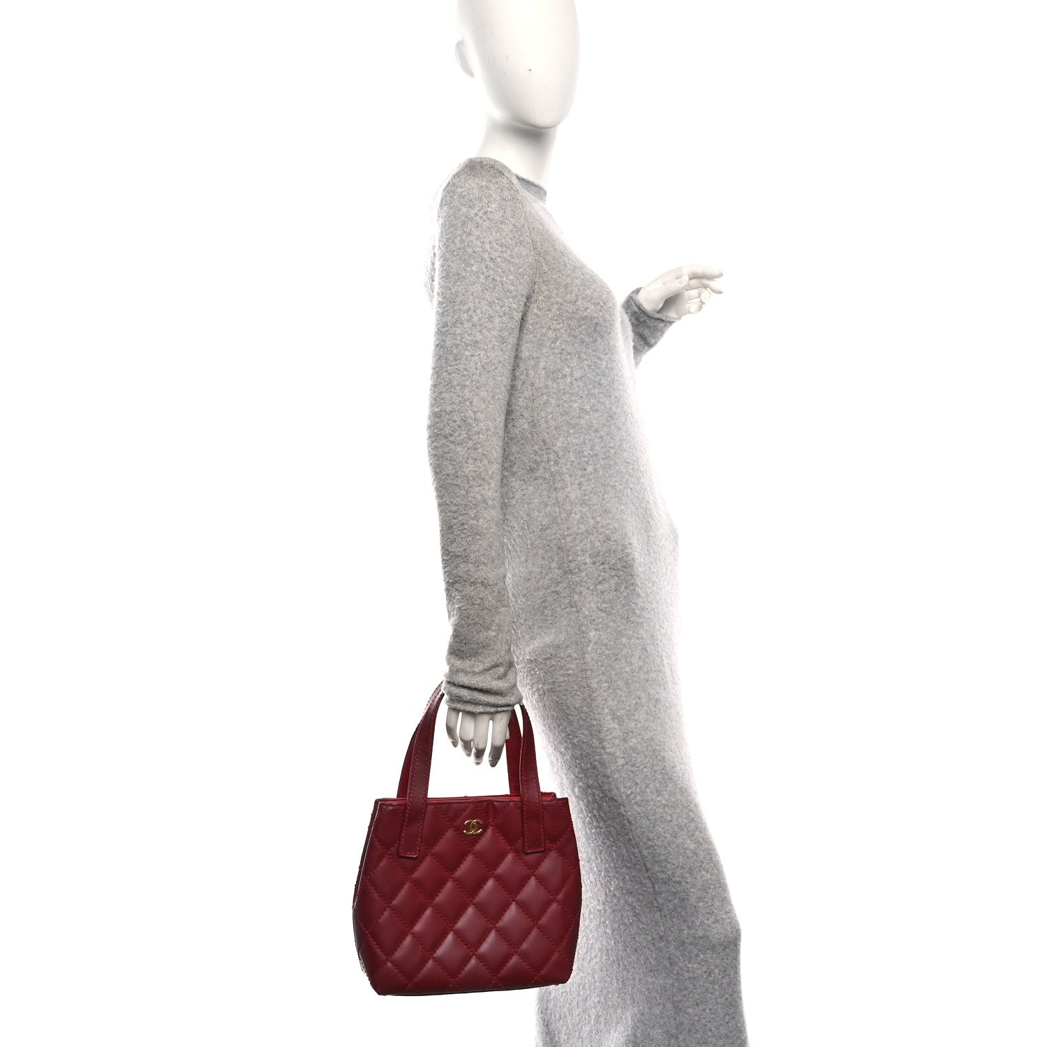 Calfskin Stitch Small Surpique Tote Red