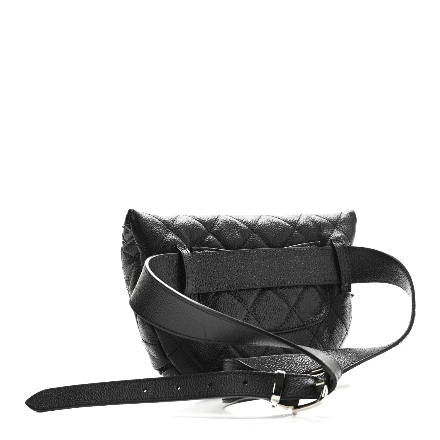 Grained Calfskin Quilted Waist Belt Bag Black