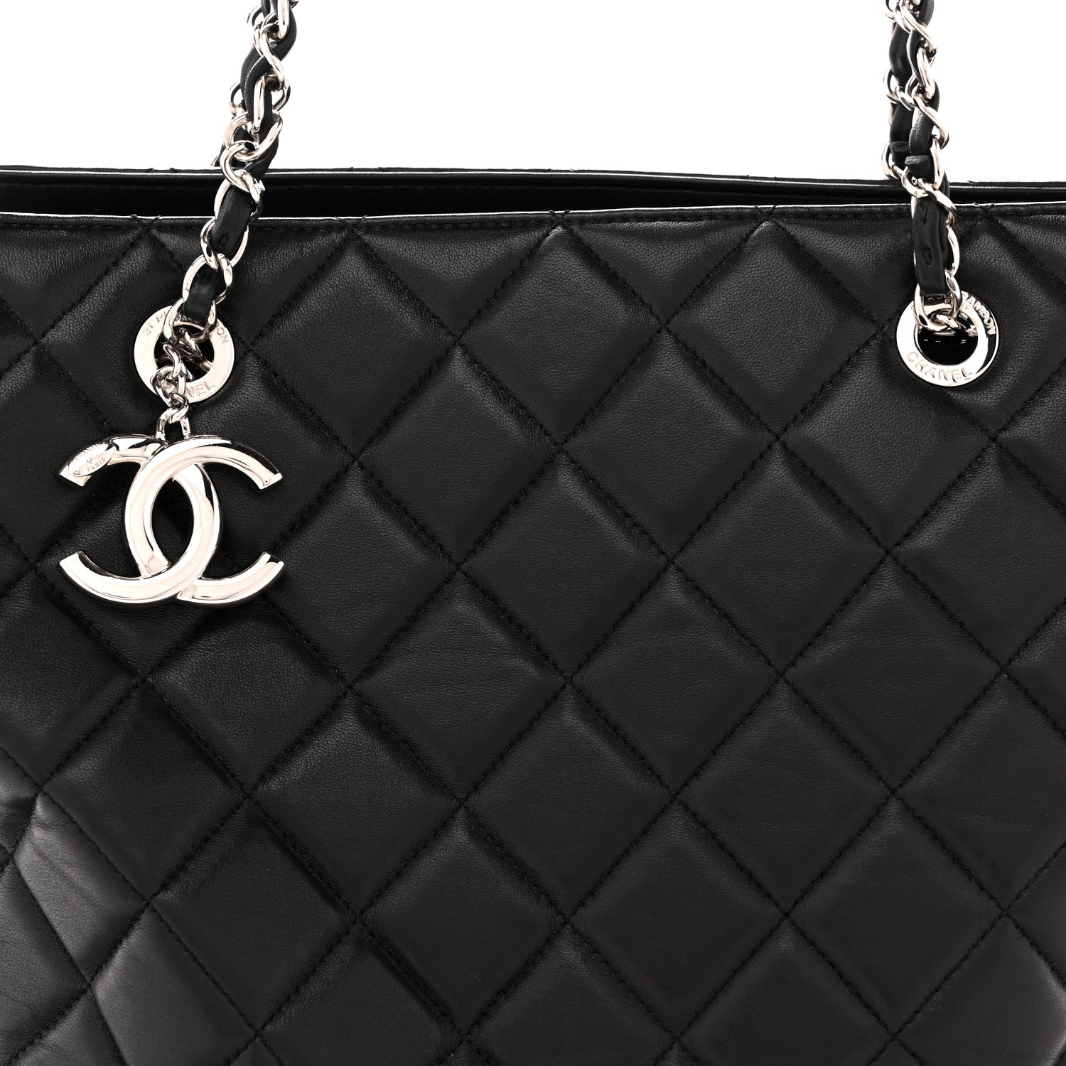 Lambskin Quilted Chic and Soft Shopping Tote Black