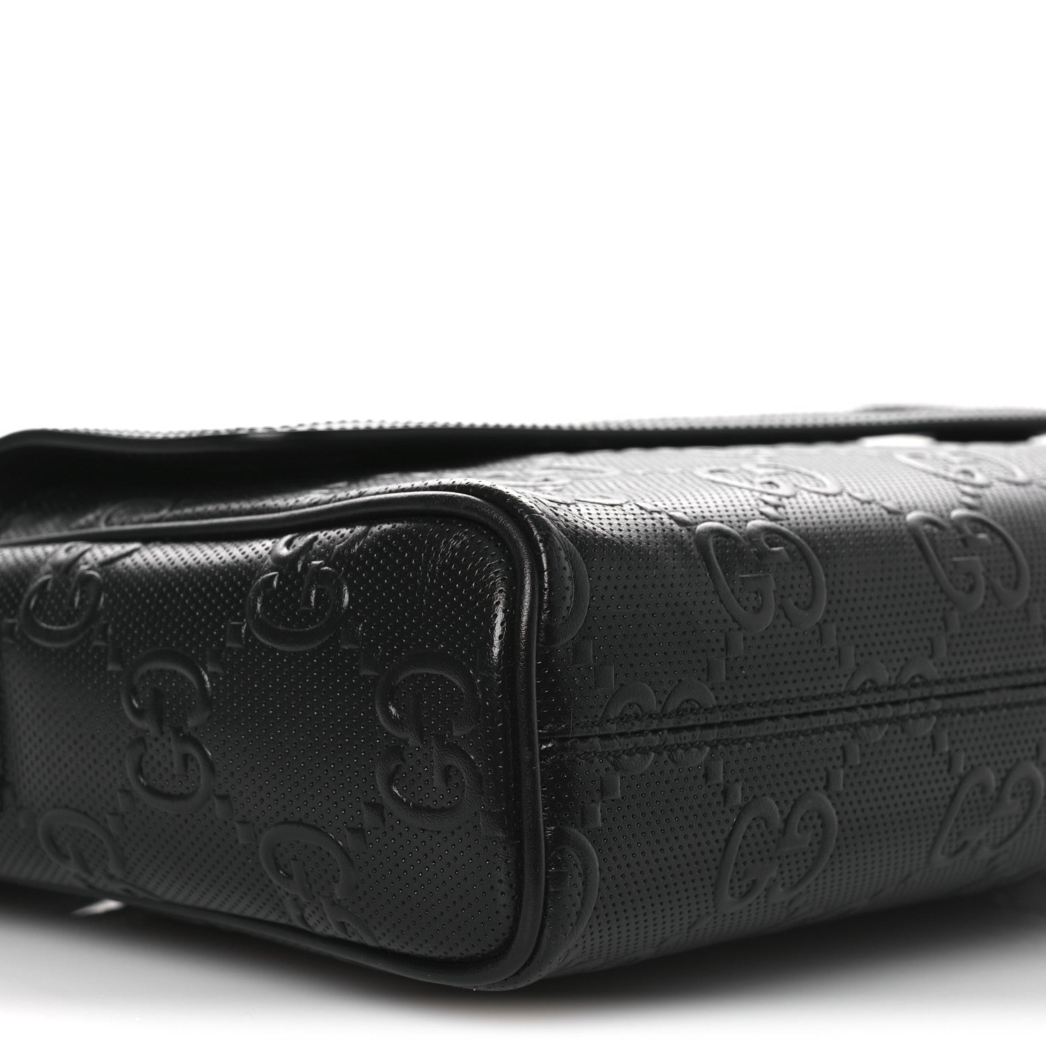 Calfskin GG Tennis Embossed Shoulder Bag Black