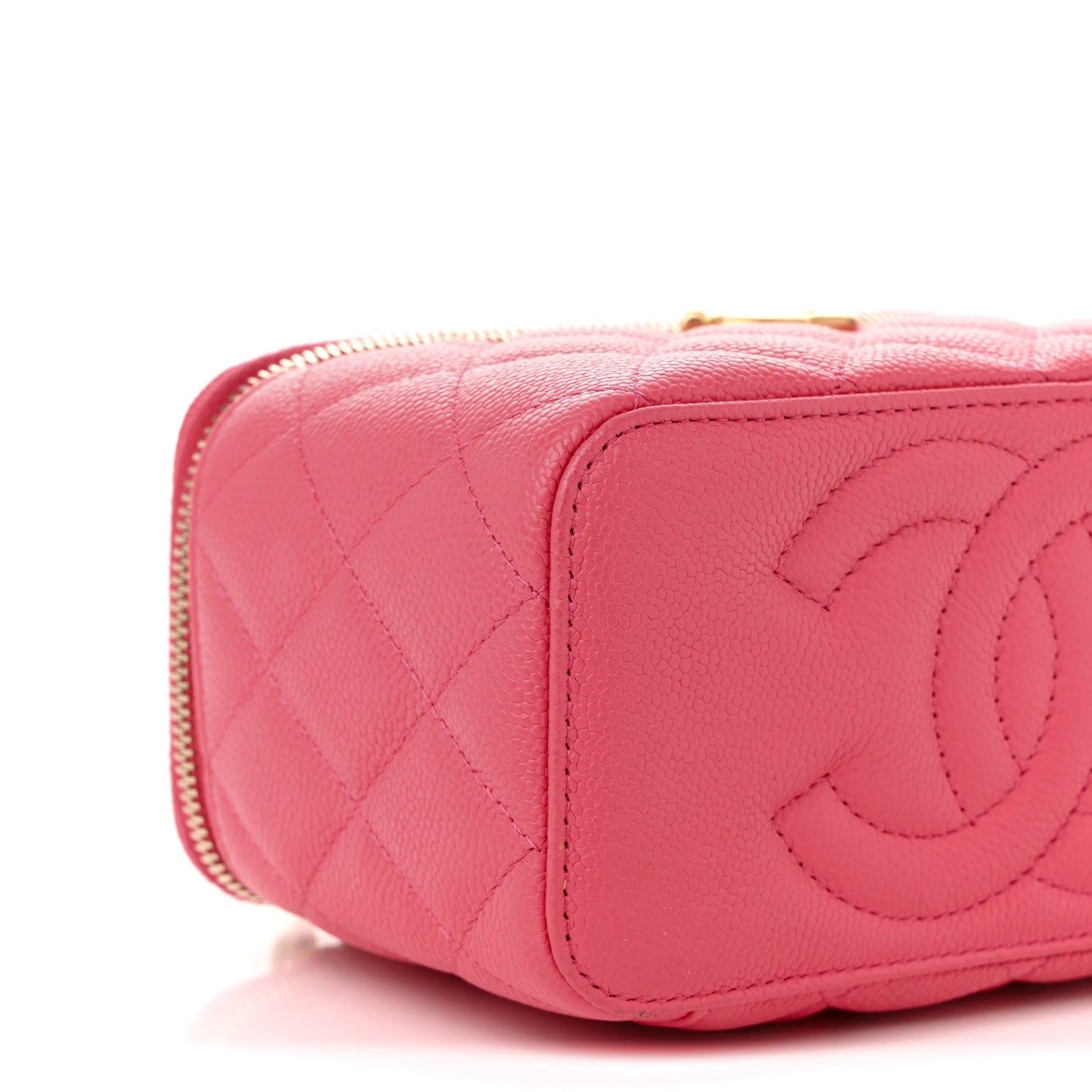Caviar Quilted Sweetheart Vanity Case Pink