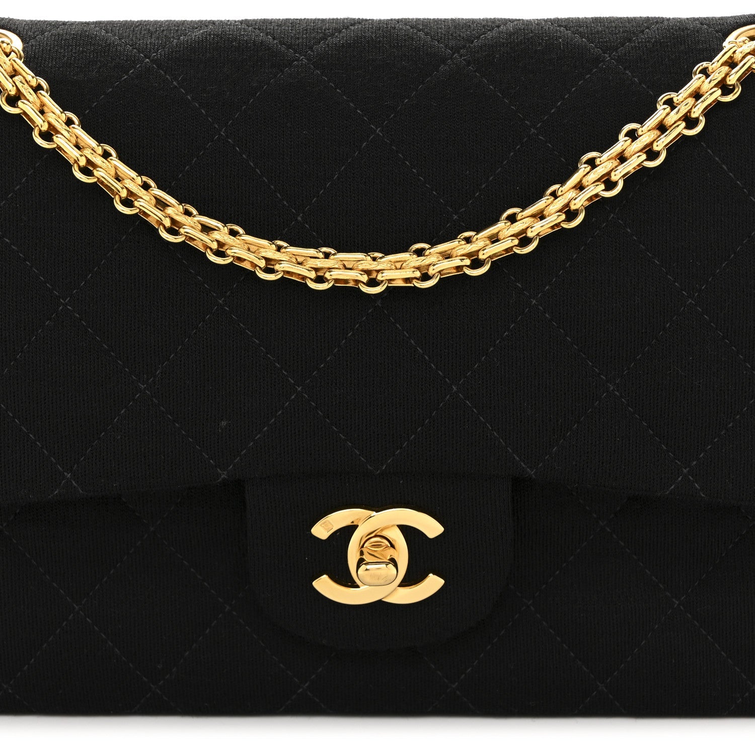 Jersey Quilted Medium Double Flap Black