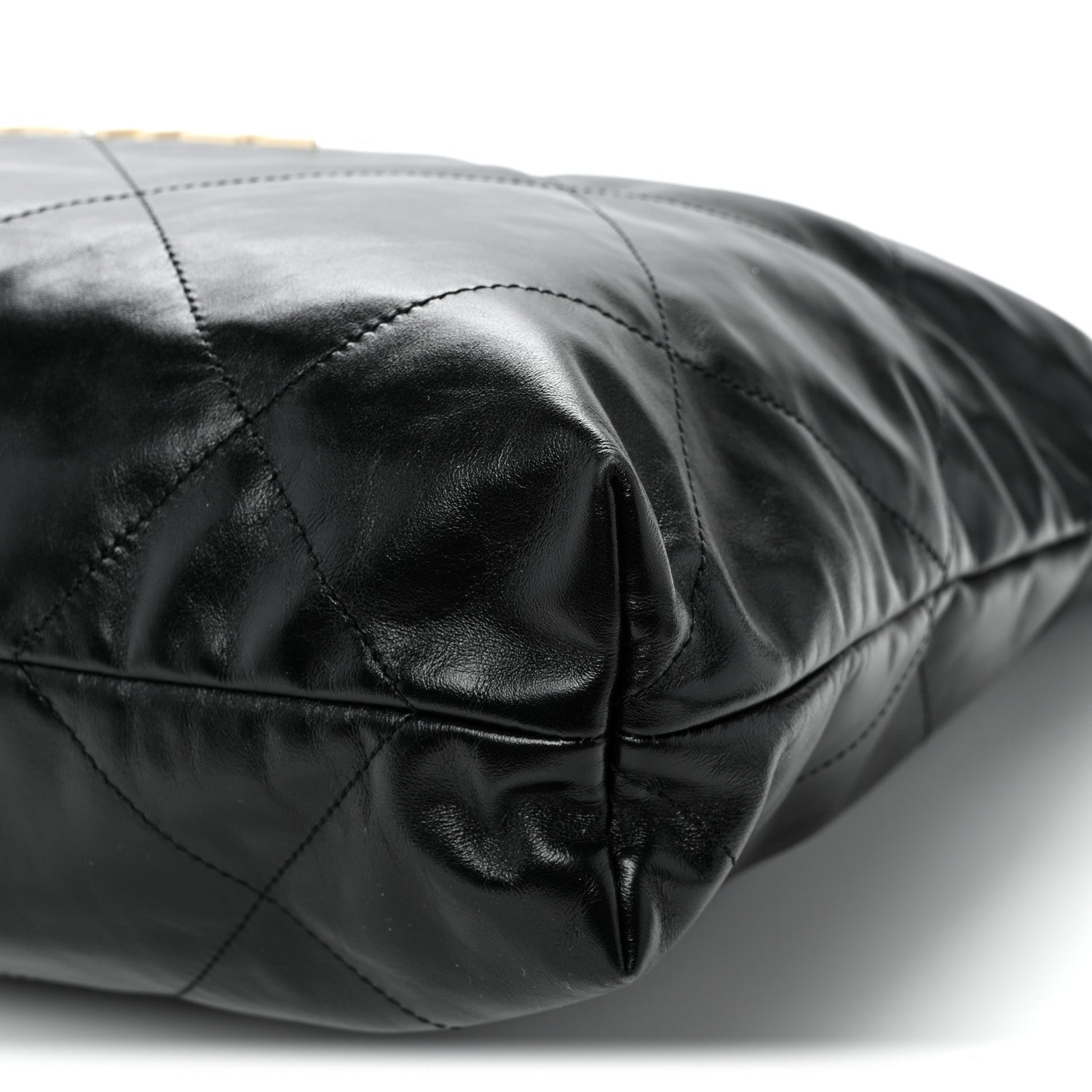 Shiny Calfskin Quilted Large Chanel 22 Black