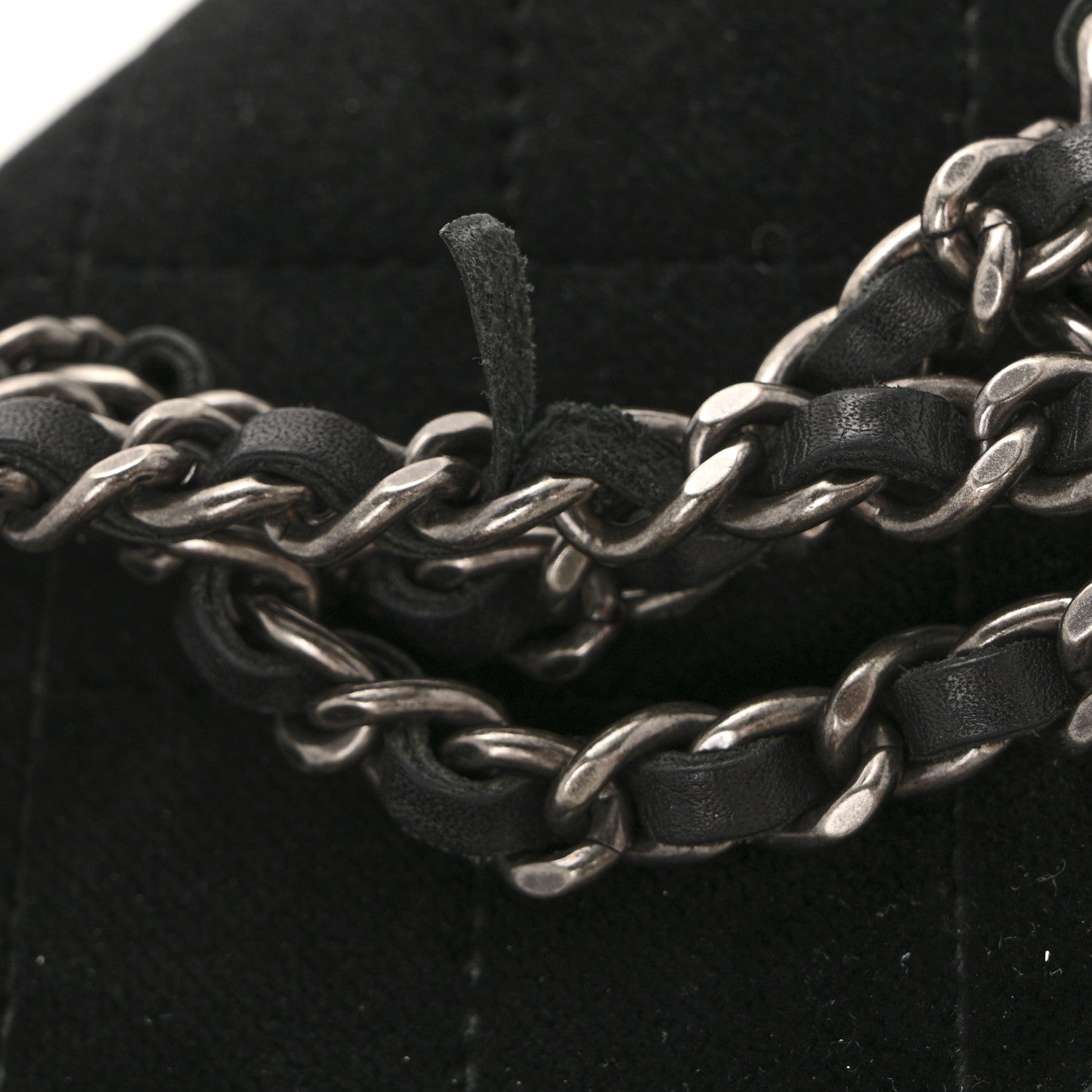 Velvet Quilted Boy Wallet On Chain WOC Black