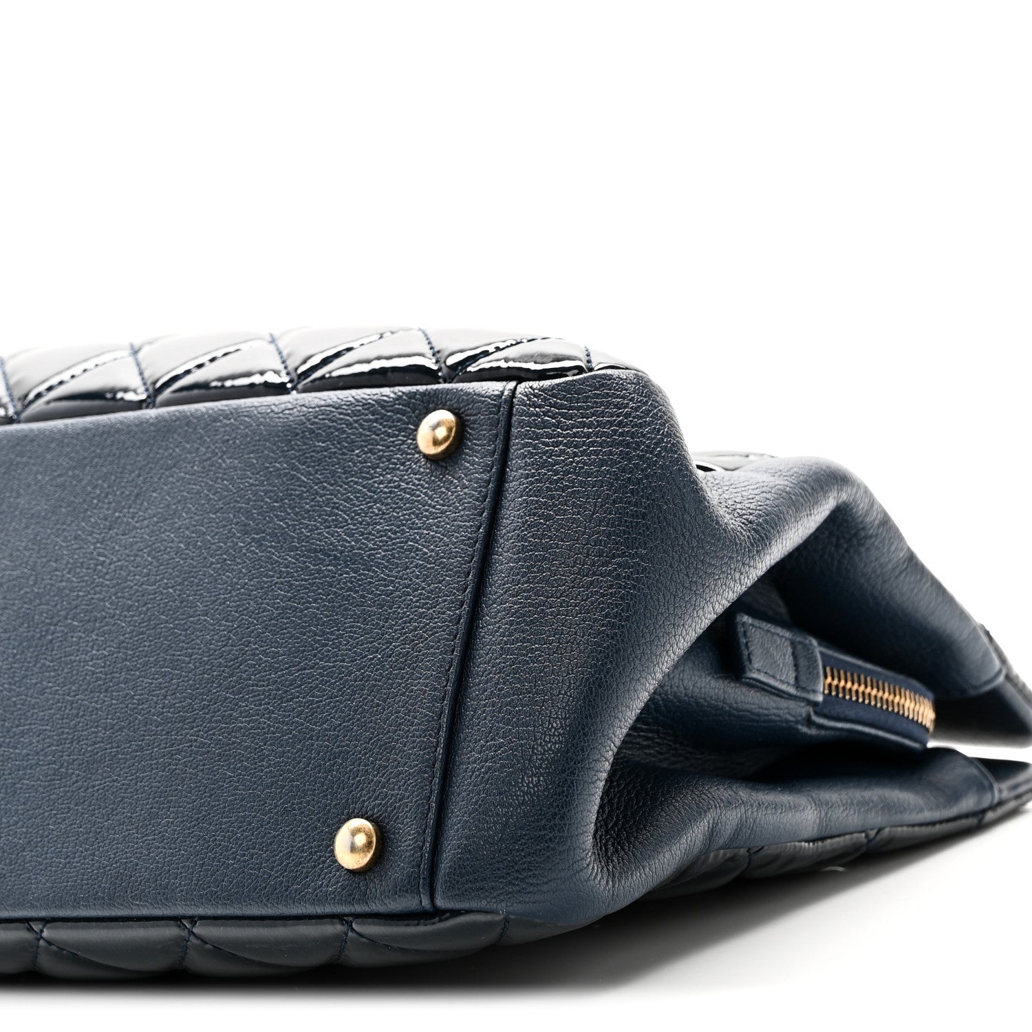Patent Goatskin Quilted Small CC Eyelet Tote Blue