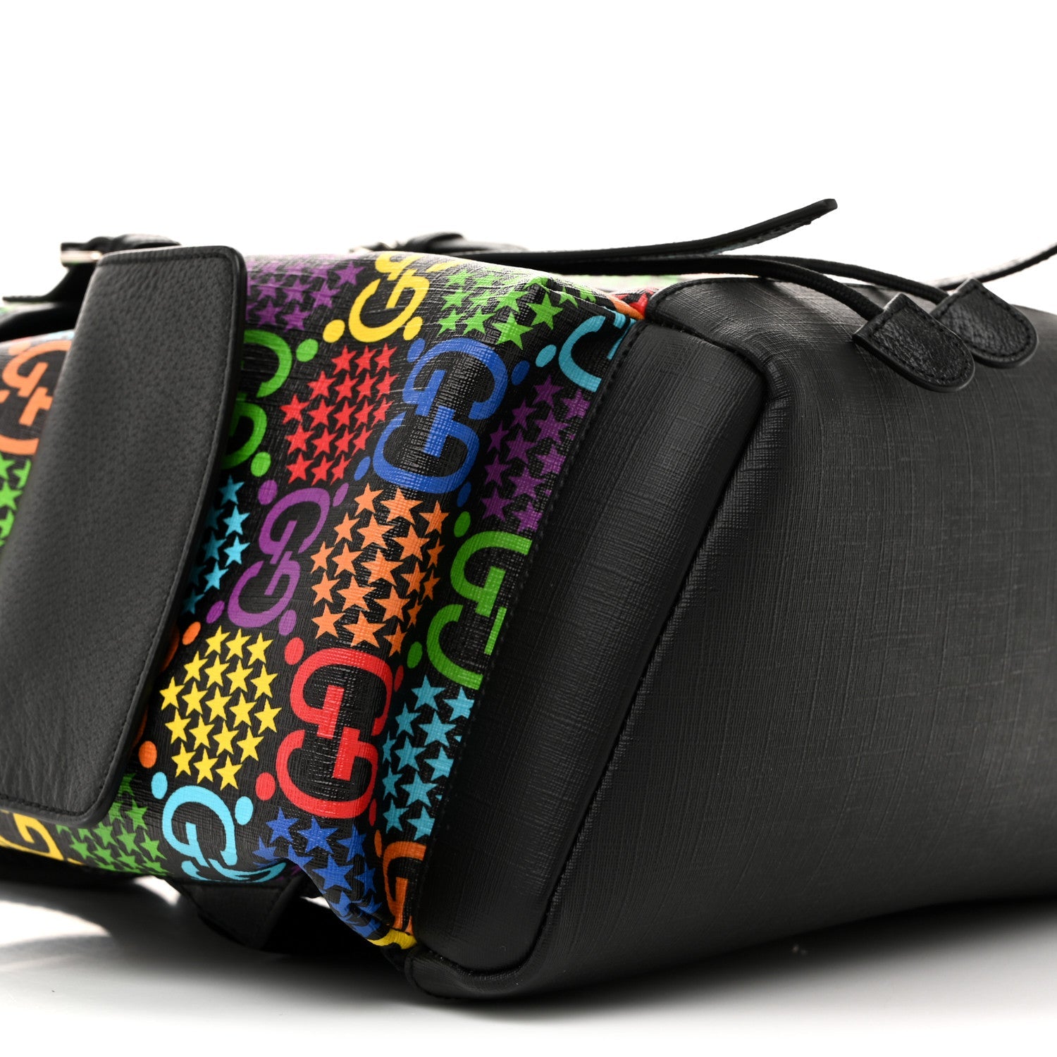 GG Supreme Monogram Psychedelic Medium Double Buckle Backpack Black Multicolor