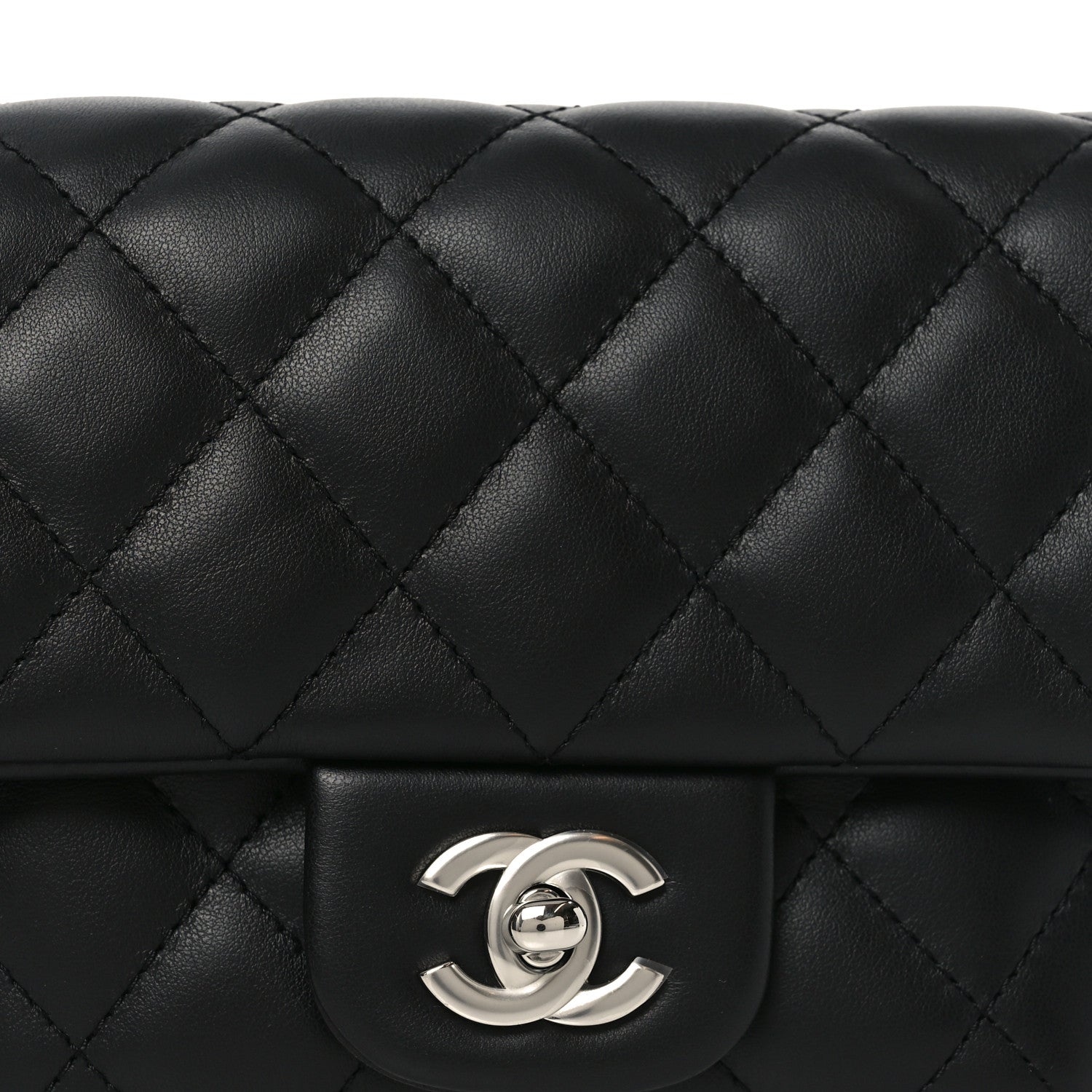 Calfskin Quilted CC Uniform Flap Belt Bag Black