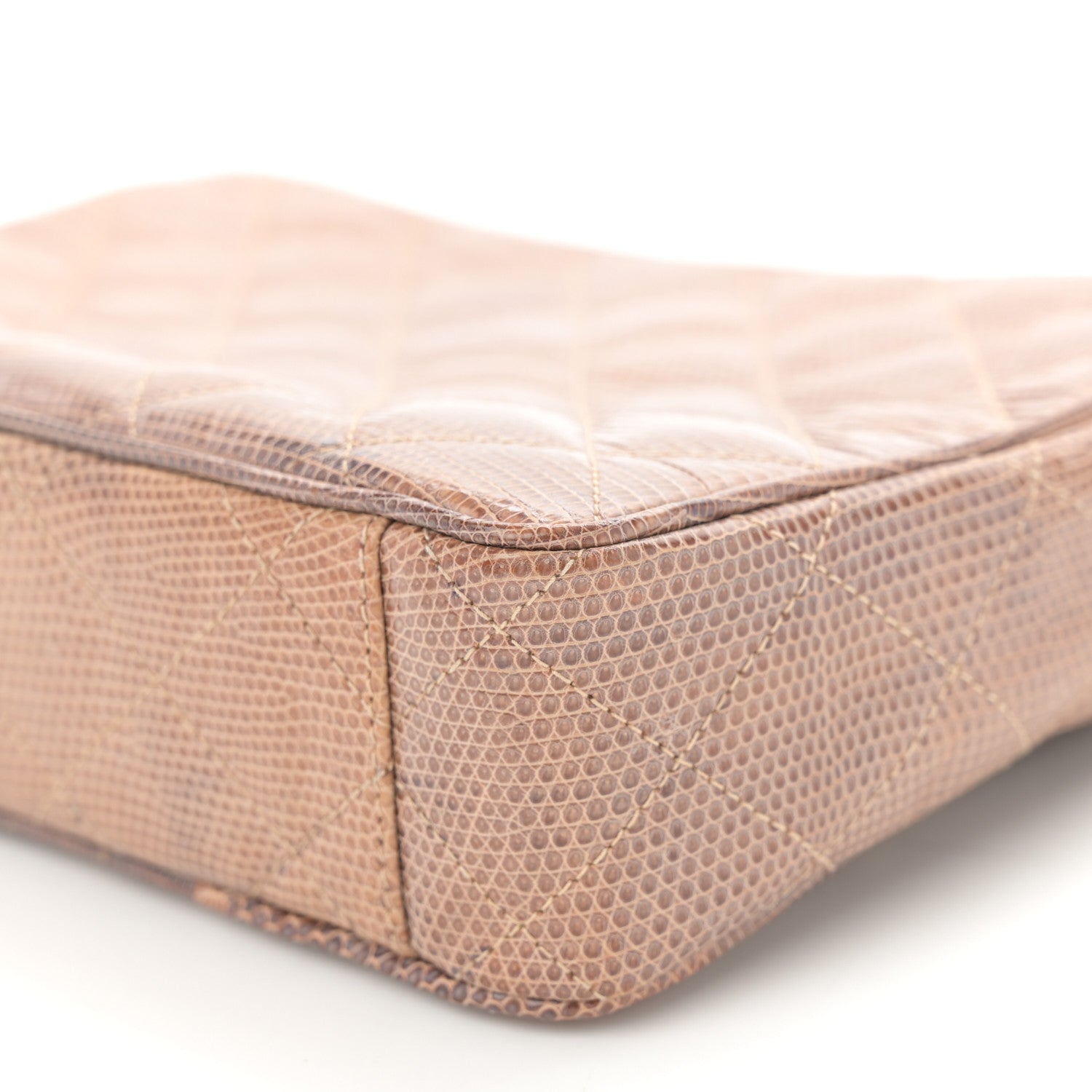 Lizard Quilted Small Tassel Camera Case Brown