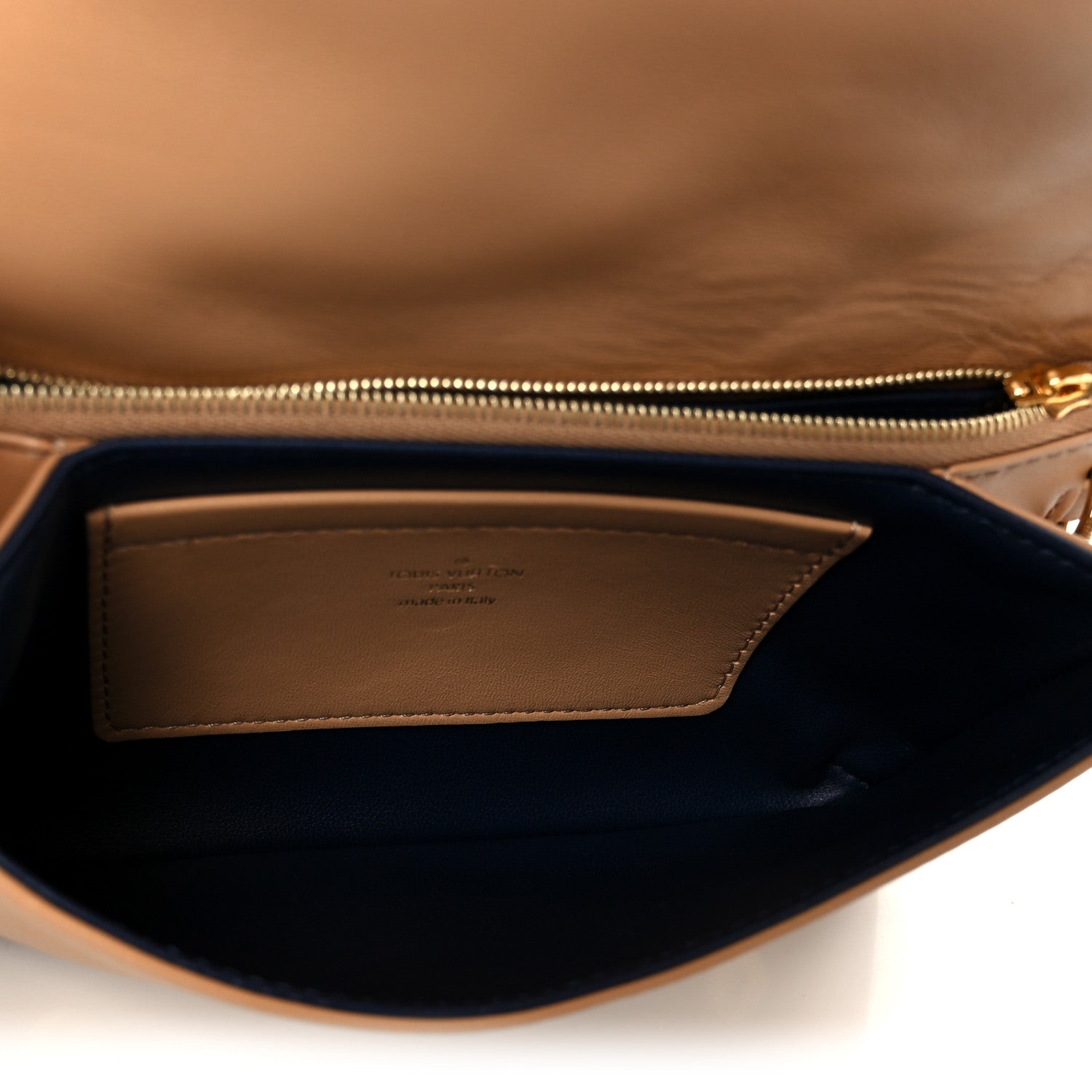 Lambskin Embossed Monogram Pochette Coussin Camel