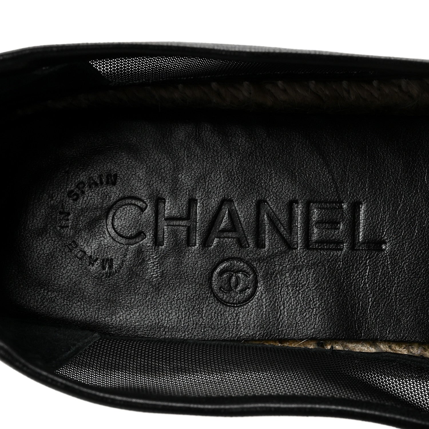 Mesh Grosgrain CC Espadrilles 36 Black