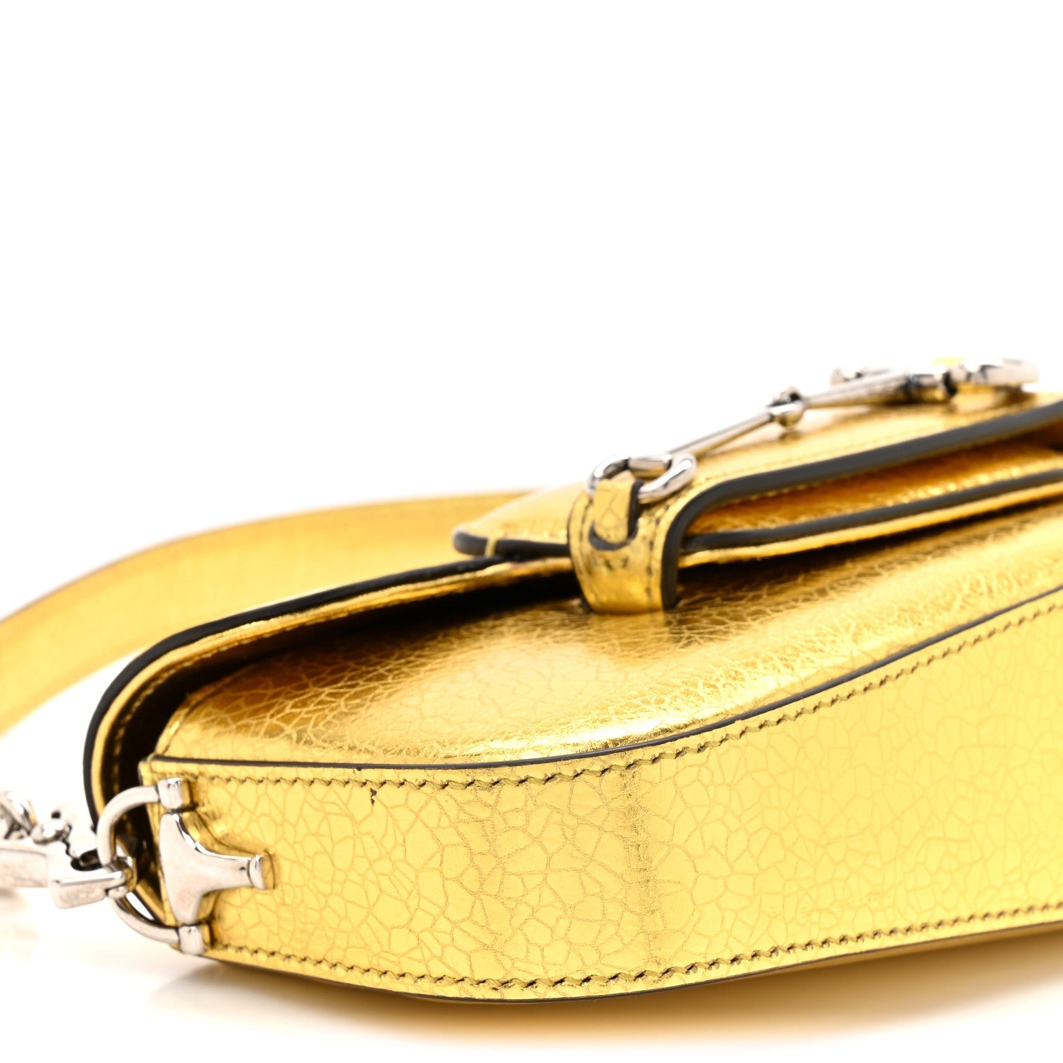 Metallic Calfskin Mini Horsebit 1955 Asymmetric Shoulder Bag Gold