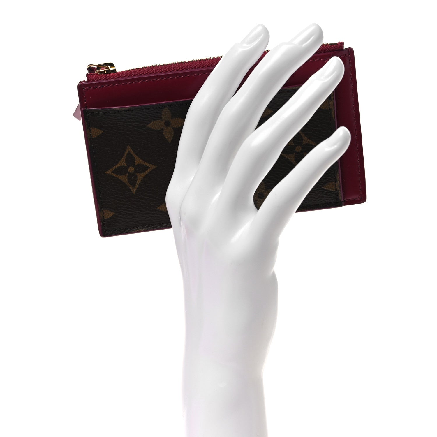 Monogram Zipped Card Holder Fuchsia