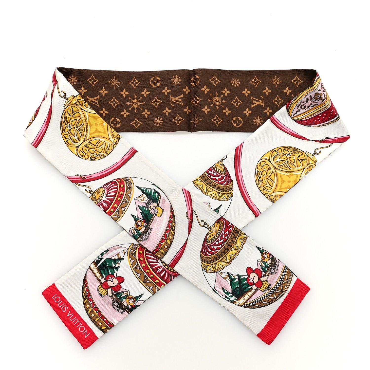 Silk Monogram 2023 Christmas Animation Ornaments Bandeau Brown Multicolor
