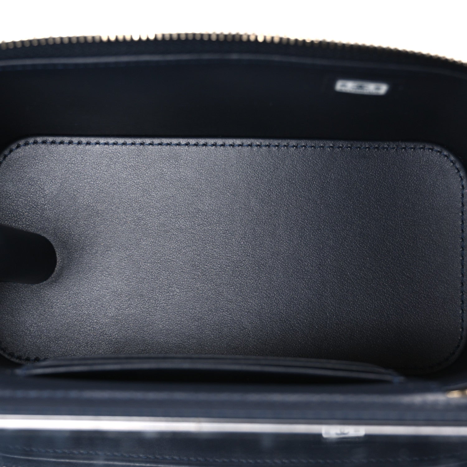 Denim Quilted Vanity Case With Chain Dark Blue Orange
