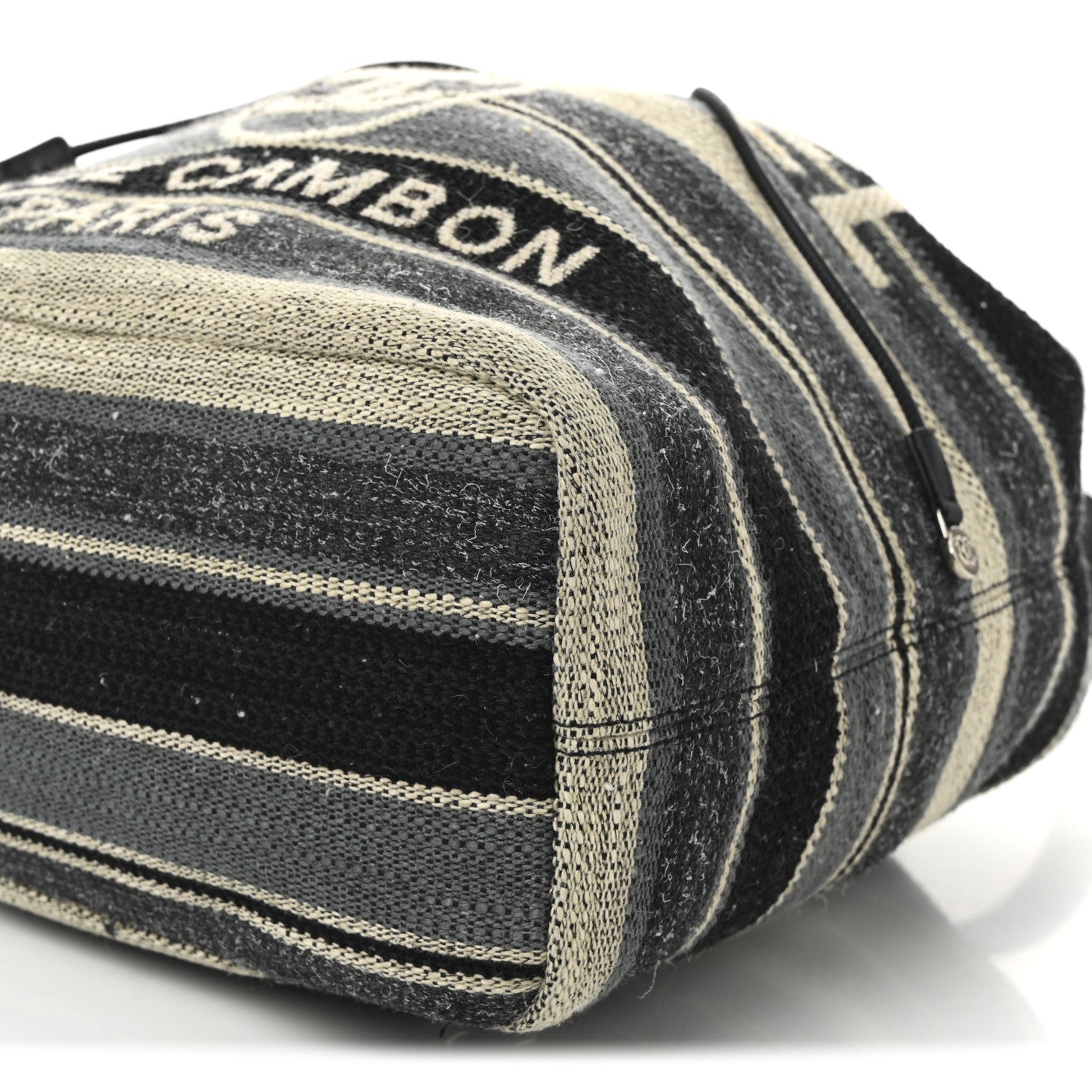 Striped Canvas Large Deauville Backpack Gray Black