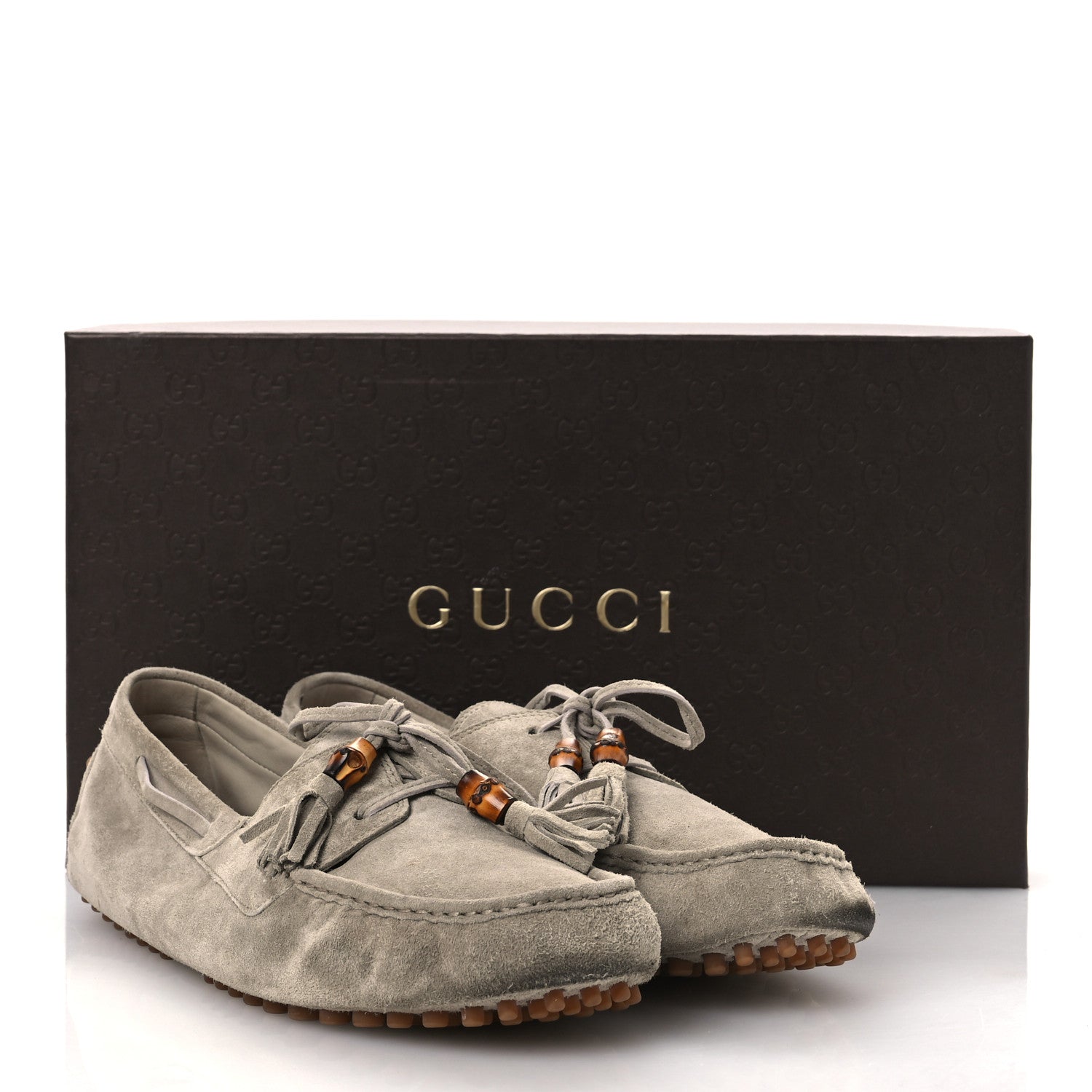 Suede Bamboo Tassel Mens Driver Loafers 9 Beige