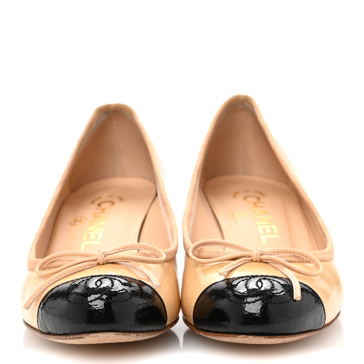 Patent CC Cap Toe Pumps 35 Beige Black