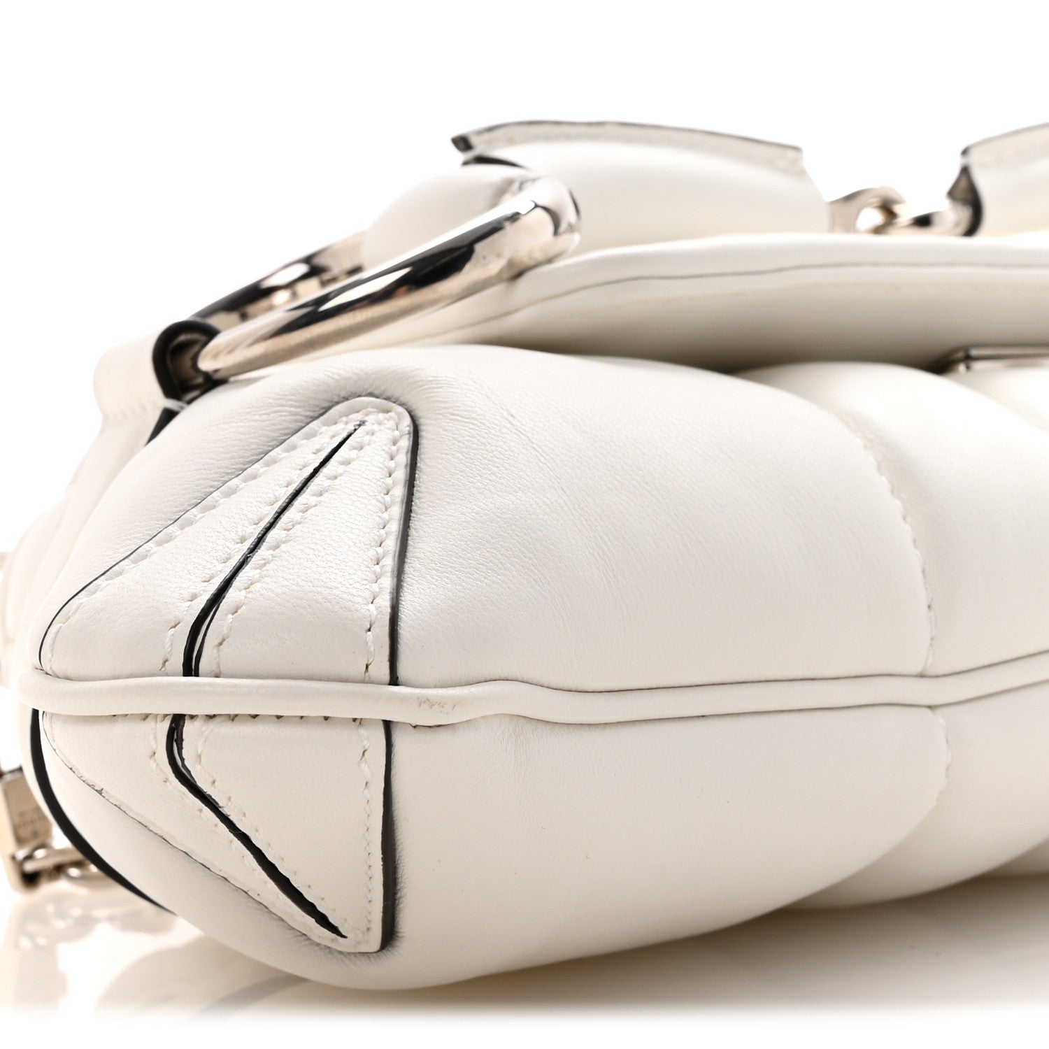 Nappa Vertical Matelasse Small Maxi Horsebit Chain Shoulder Bag Great White