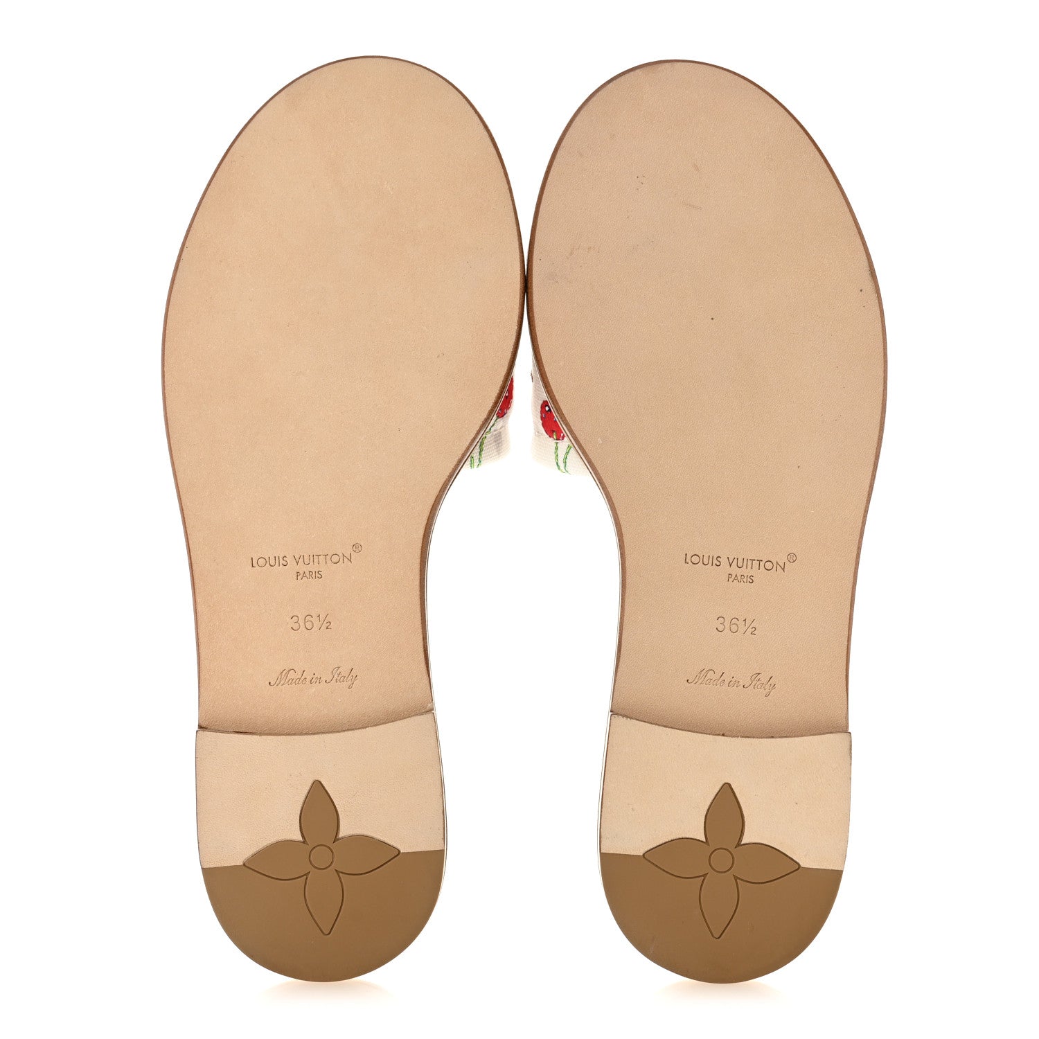 LV x TM Raffia Monogram Cerises Lily Flat Mule 36.5 White