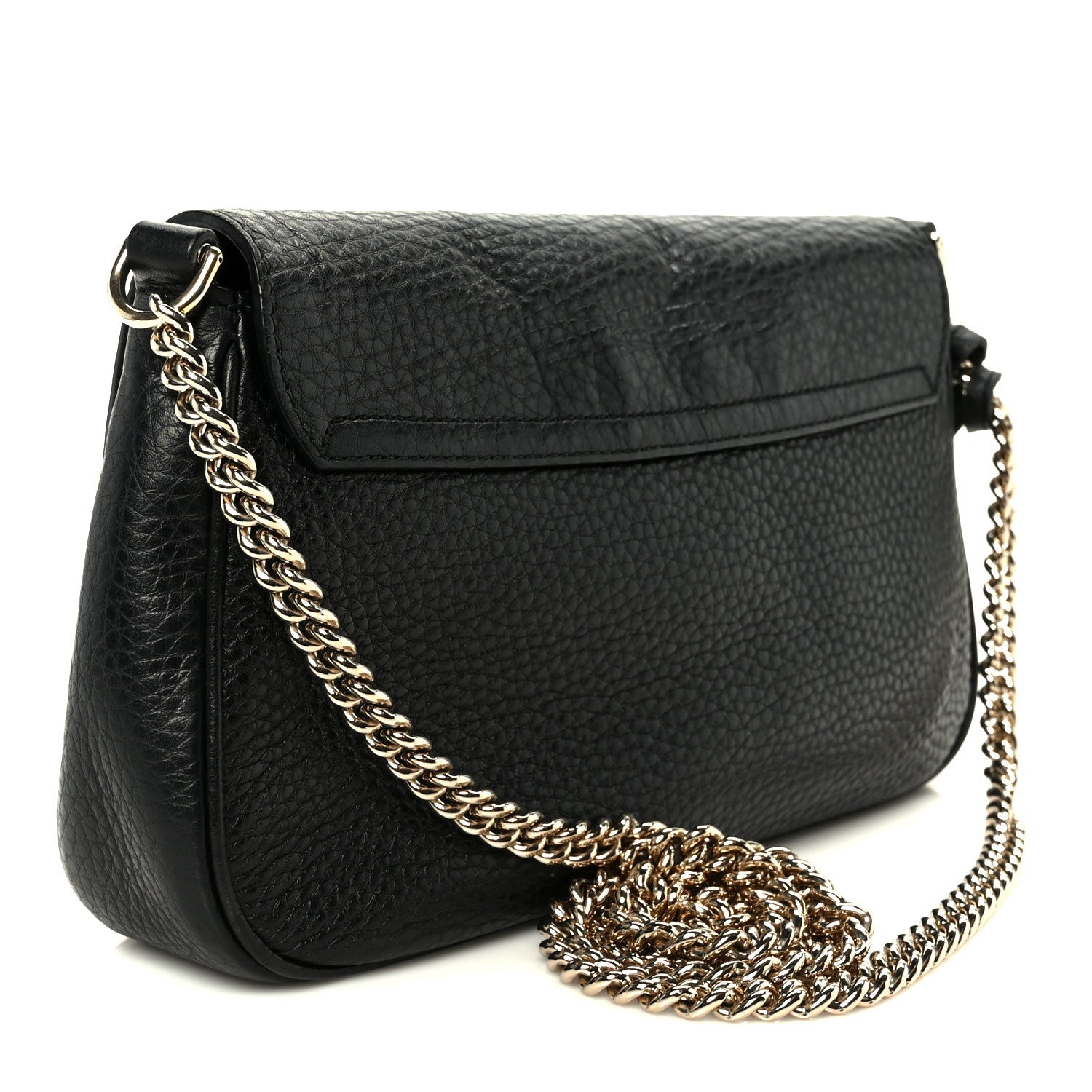 Pebbled Calfskin Medium Soho Flap Crossbody Black