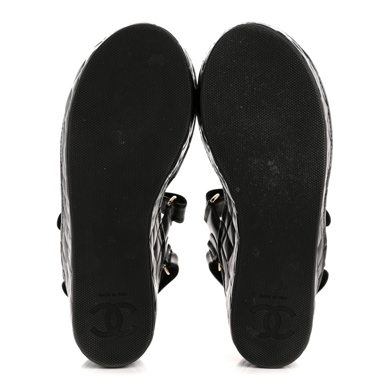 Shiny Calfskin Logo Platform Sandals 39 Black