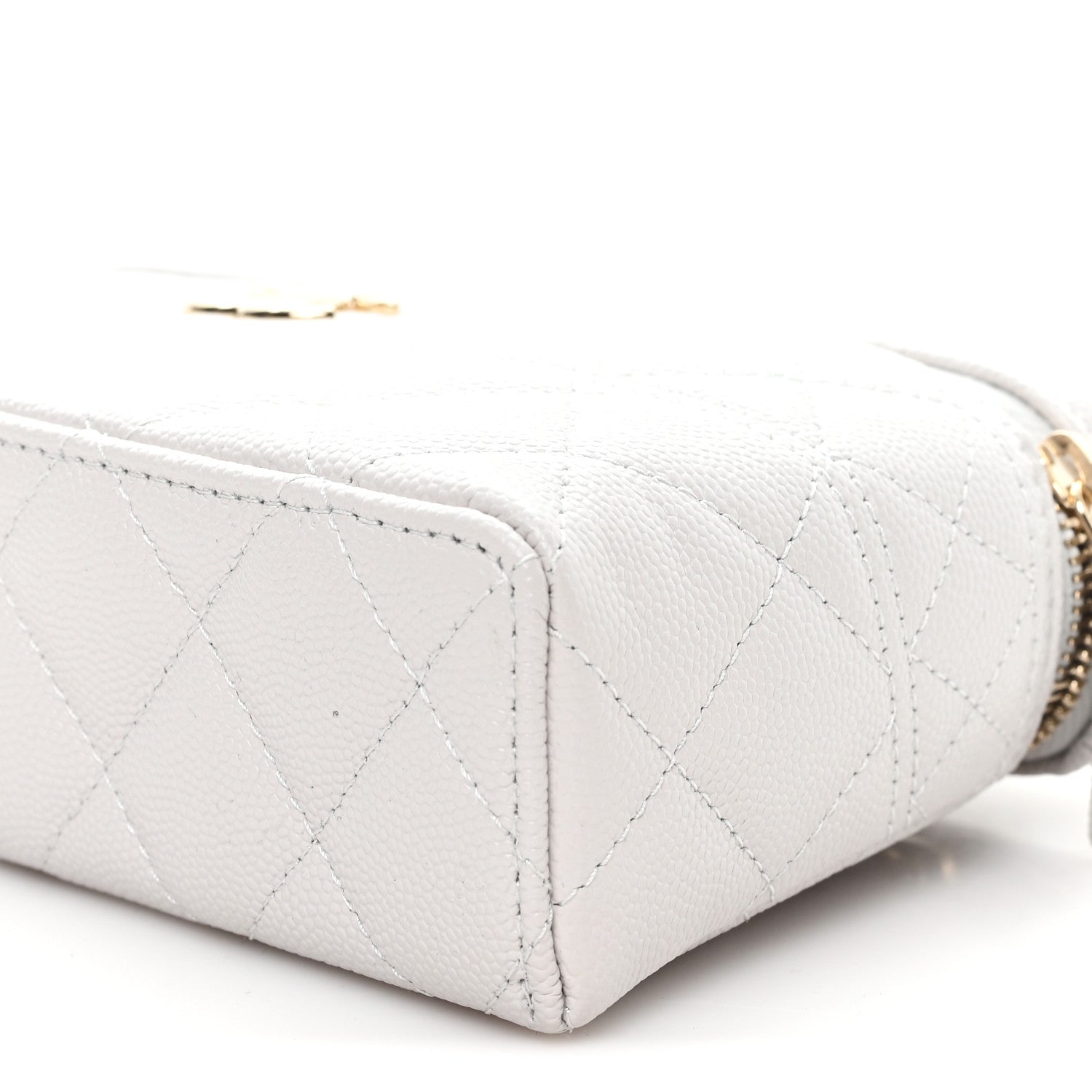 Caviar Quilted Trendy Handle Slim Vanity Light Grey