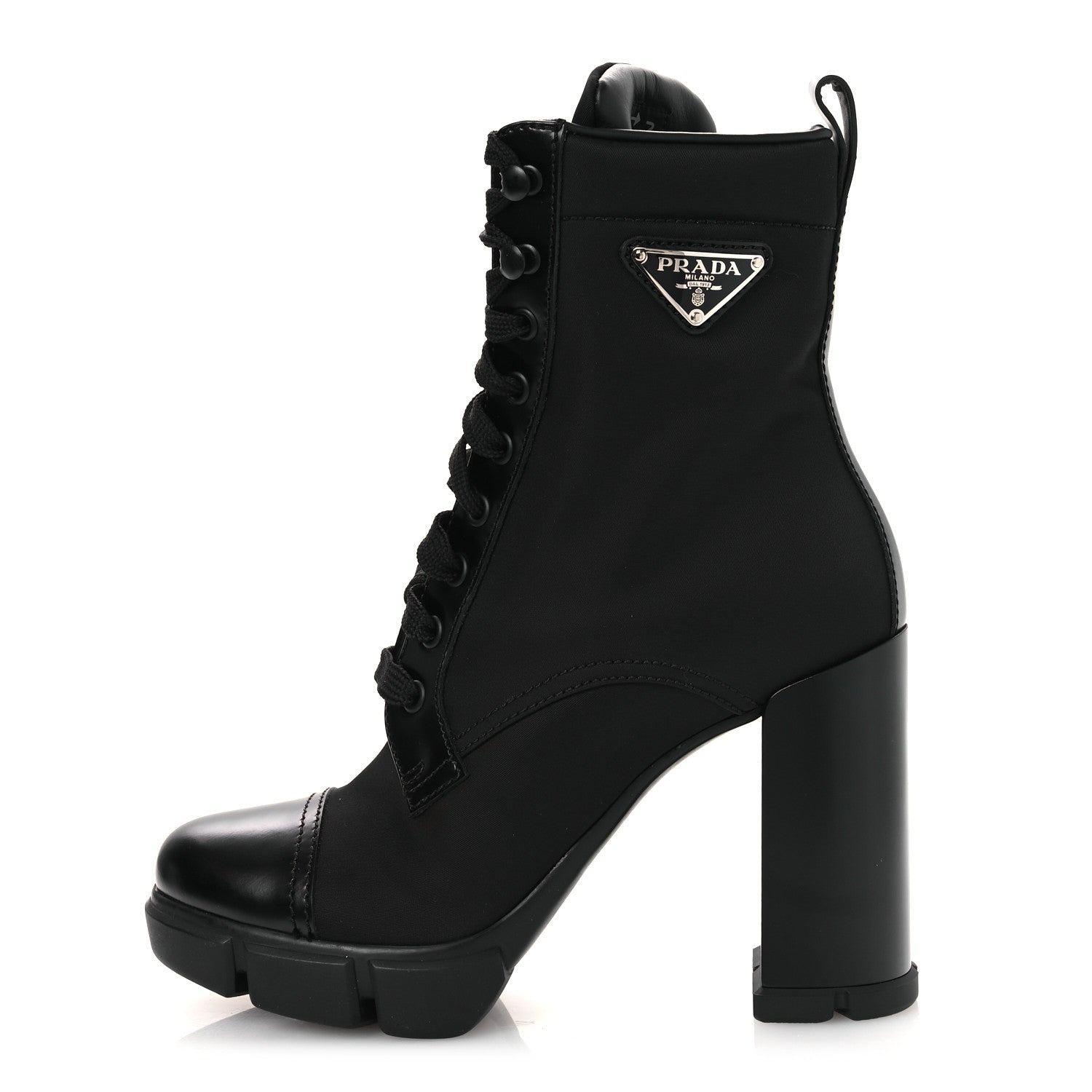 Spazzolato Re-Nylon Metal Triangle Logo 110mm Ankle Boots 36.5 Black