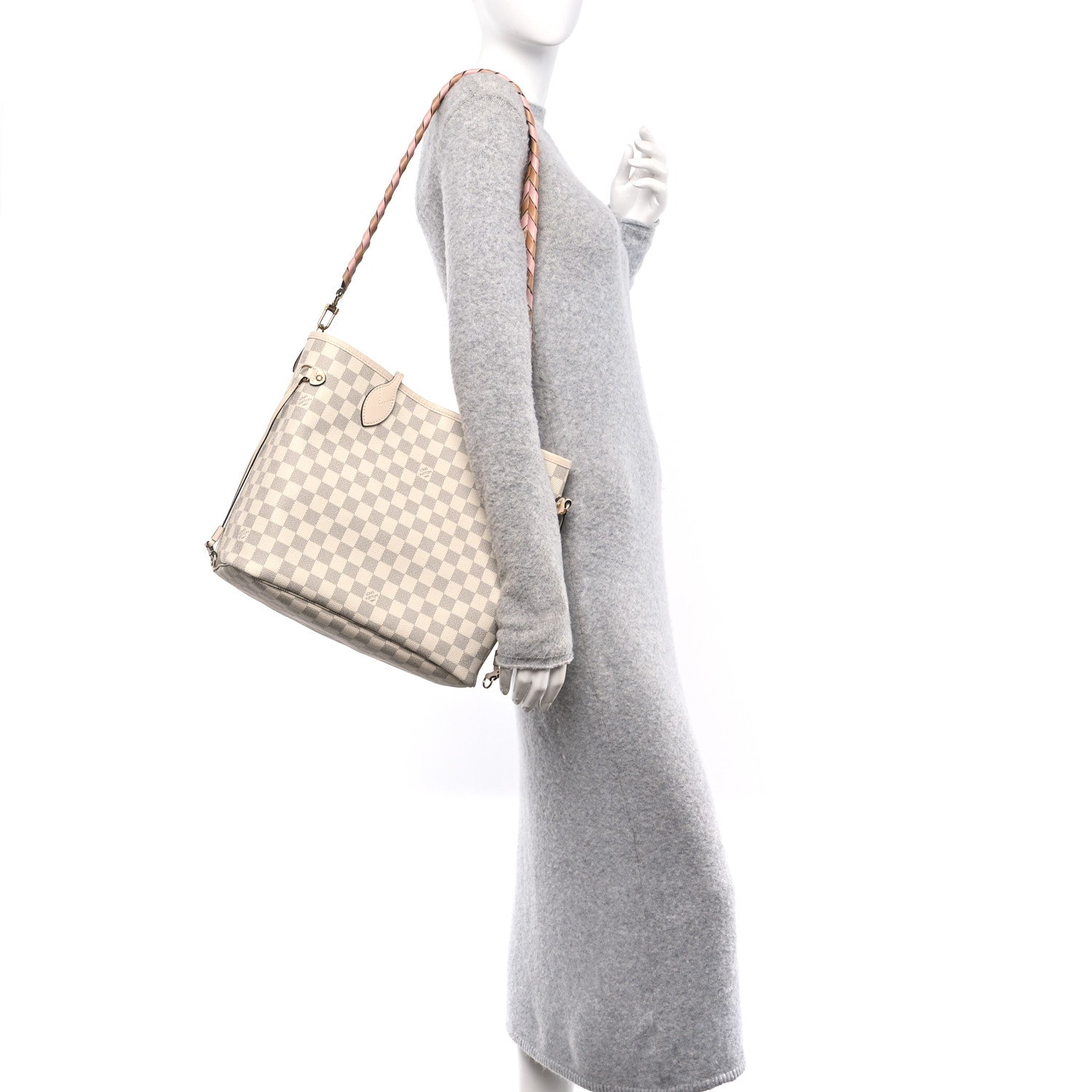 Damier Azur Braided Neverfull MM Pink
