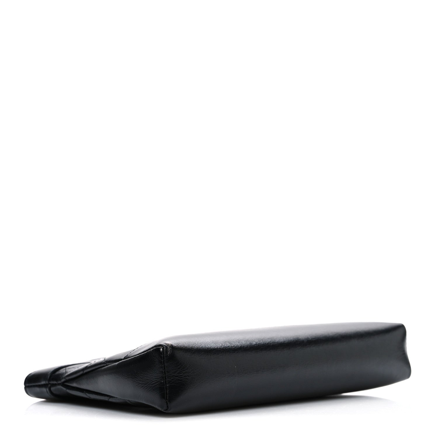 Shiny Crumpled Calfskin Quilted Nano 31 Shopping Bag Black