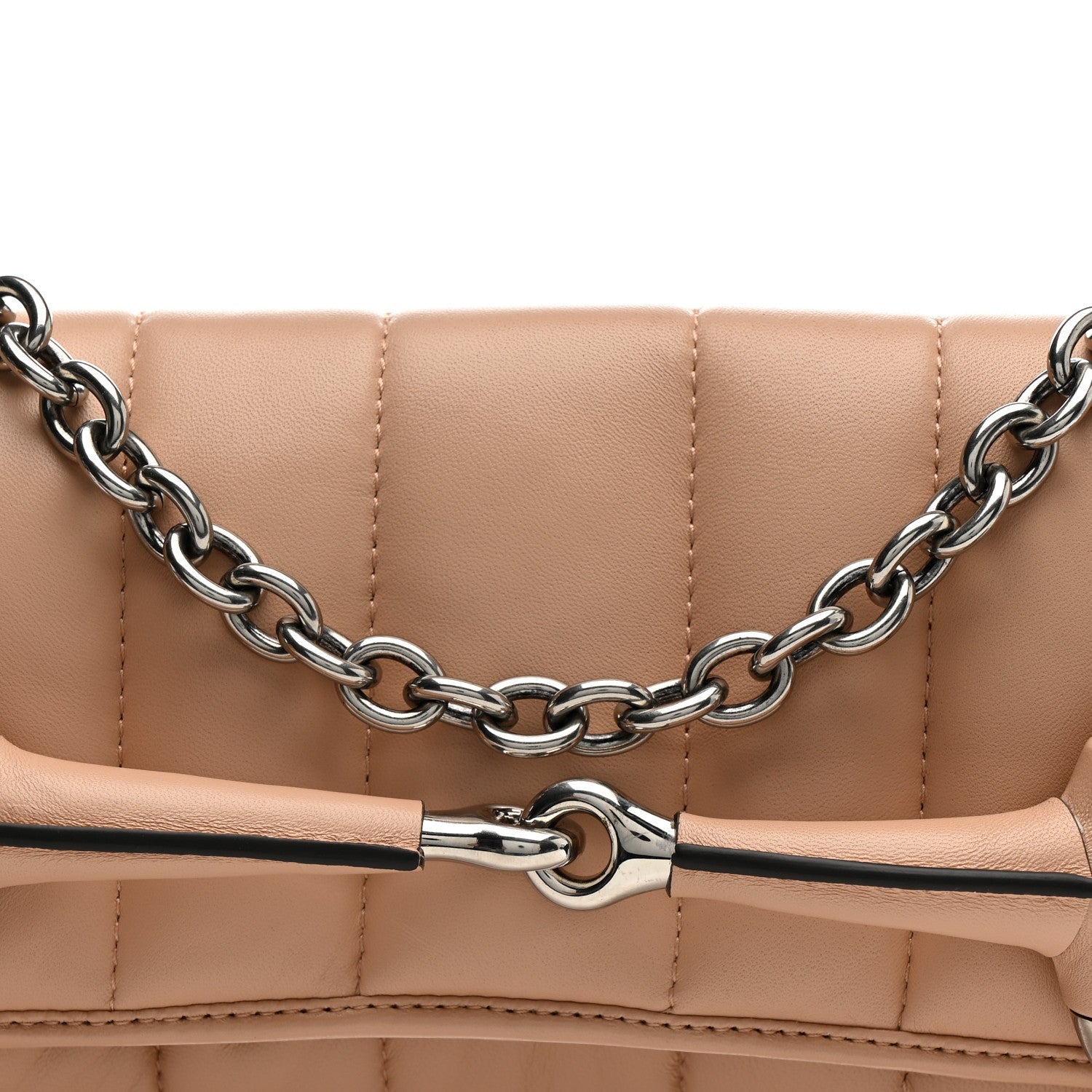 Nappa Vertical Matelasse Medium Maxi Horsebit Chain Shoulder Bag Pink Sand