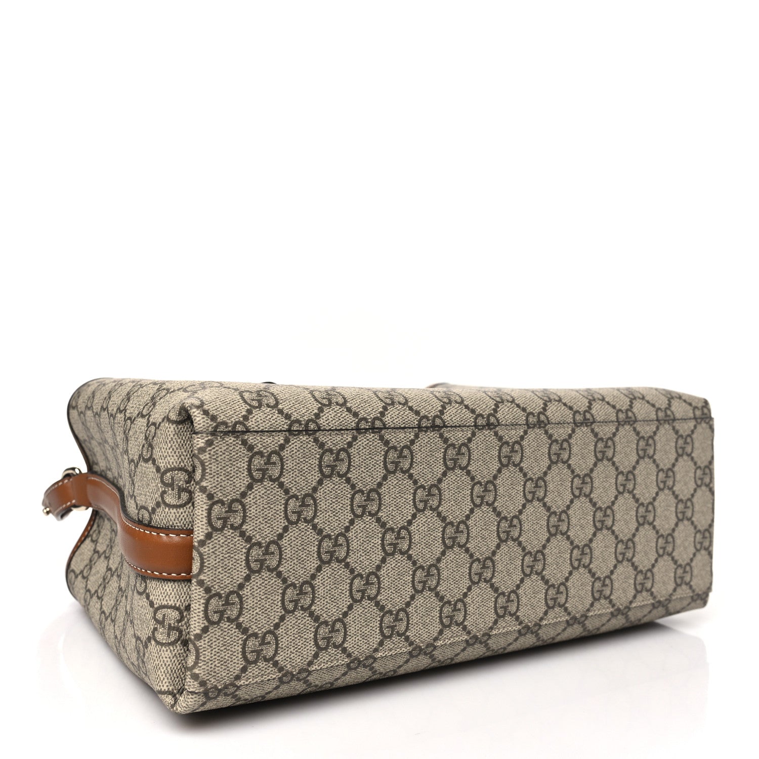 GG Supreme Monogram Emblem Medium Tote Bag Beige Dark Brown