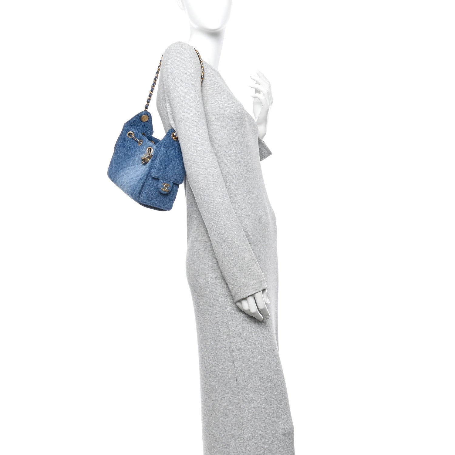 Washed Denim Quilted Mini Chanel 25 Handbag Blue