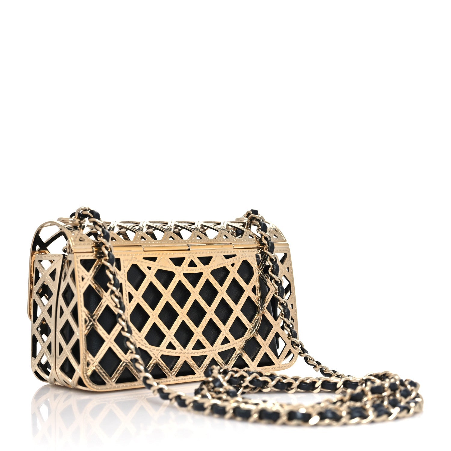 Metal Quilted Mini Rectangular Flap Gold