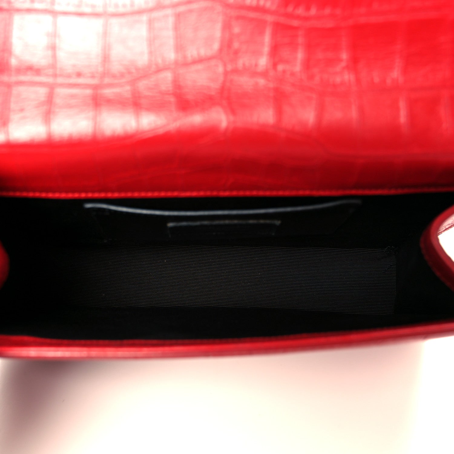 Calfskin Crocodile Embossed Medium Classic Monogram Kate Tassel Satchel New Red