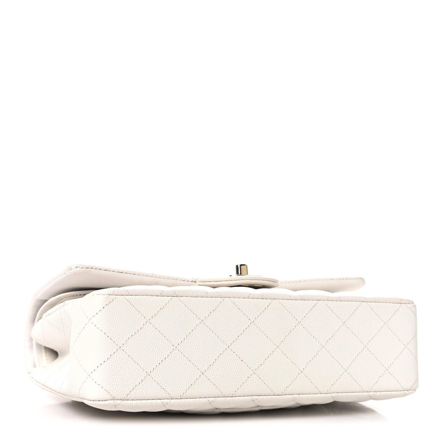 Caviar Quilted Medium Double Flap White