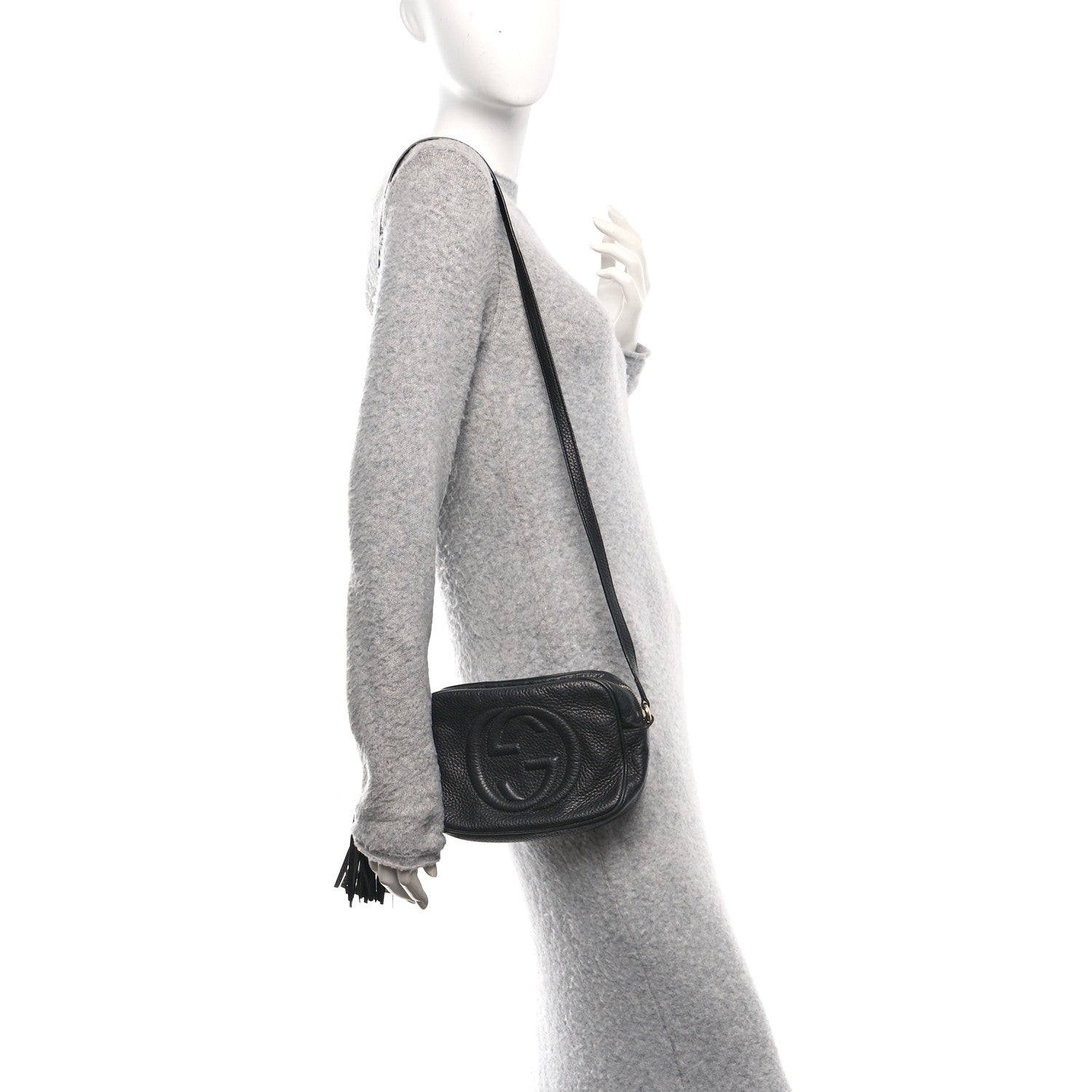 Pebbled Calfskin Small Soho Disco Bag Black