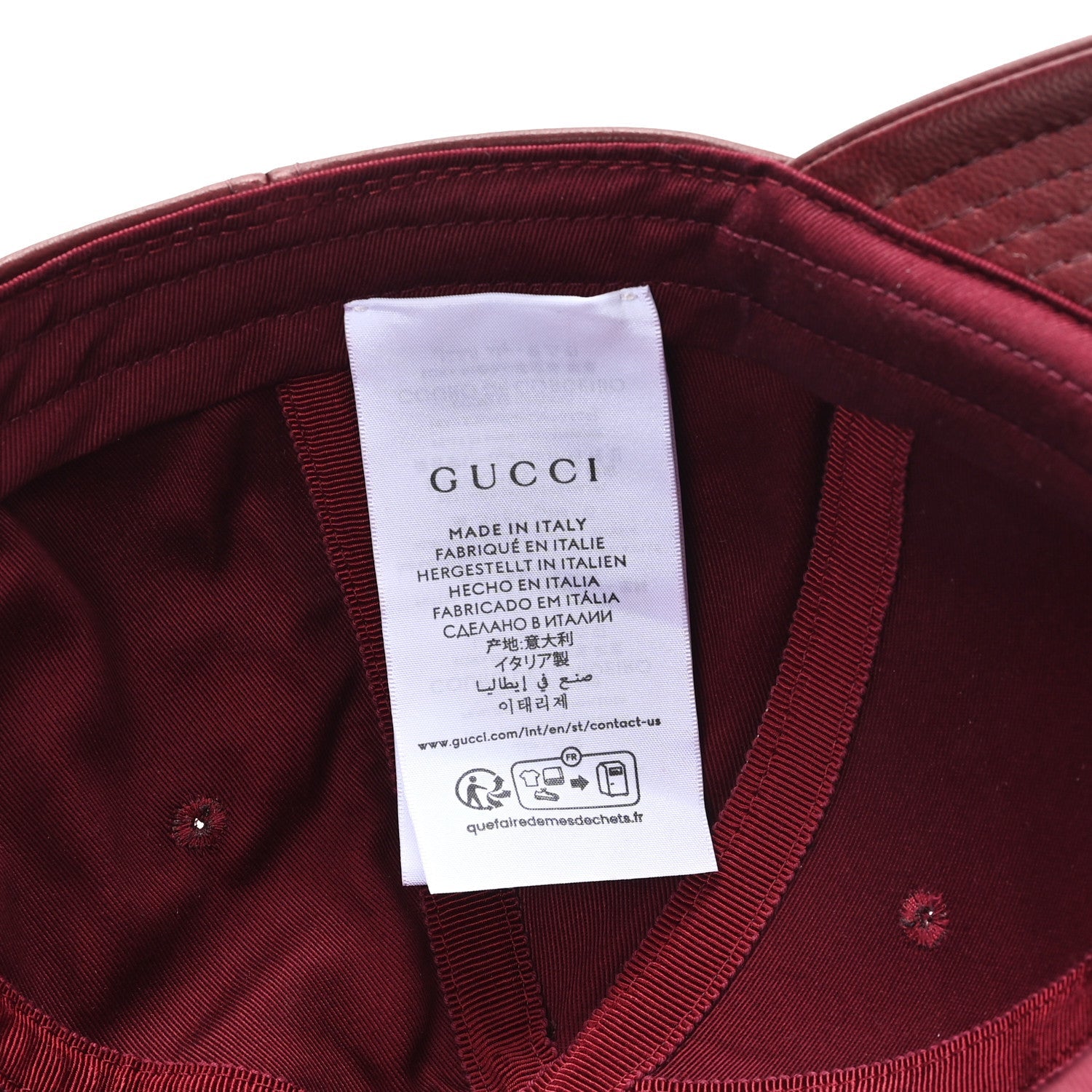 Nappa GG Baseball Hat M Burgundy
