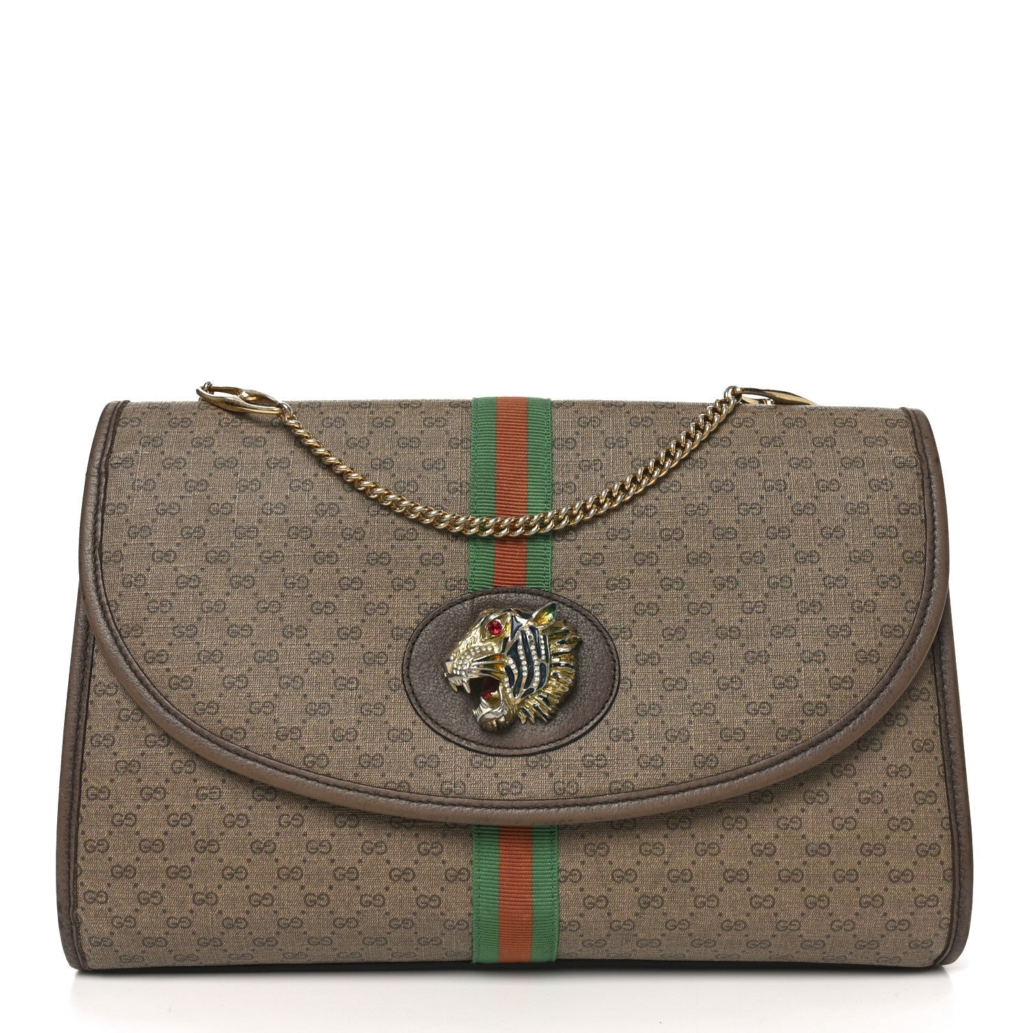 Mini Vintage GG Supreme Monogram Web Medium Rajah Slim Flap Shoulder Bag Beige New Acero