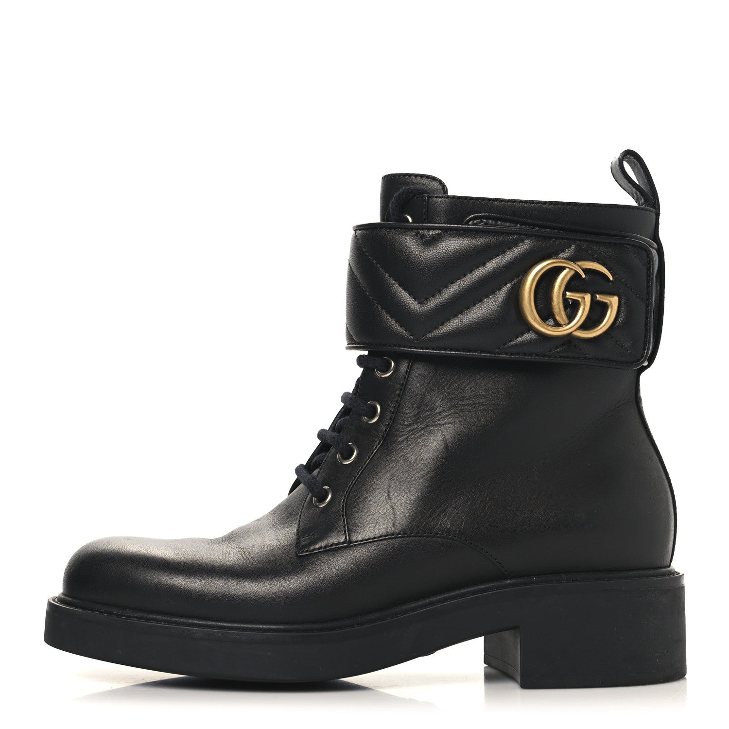 Flores Calfskin Nappa Matelasse GG 40mm Ankle Boots 37 Black