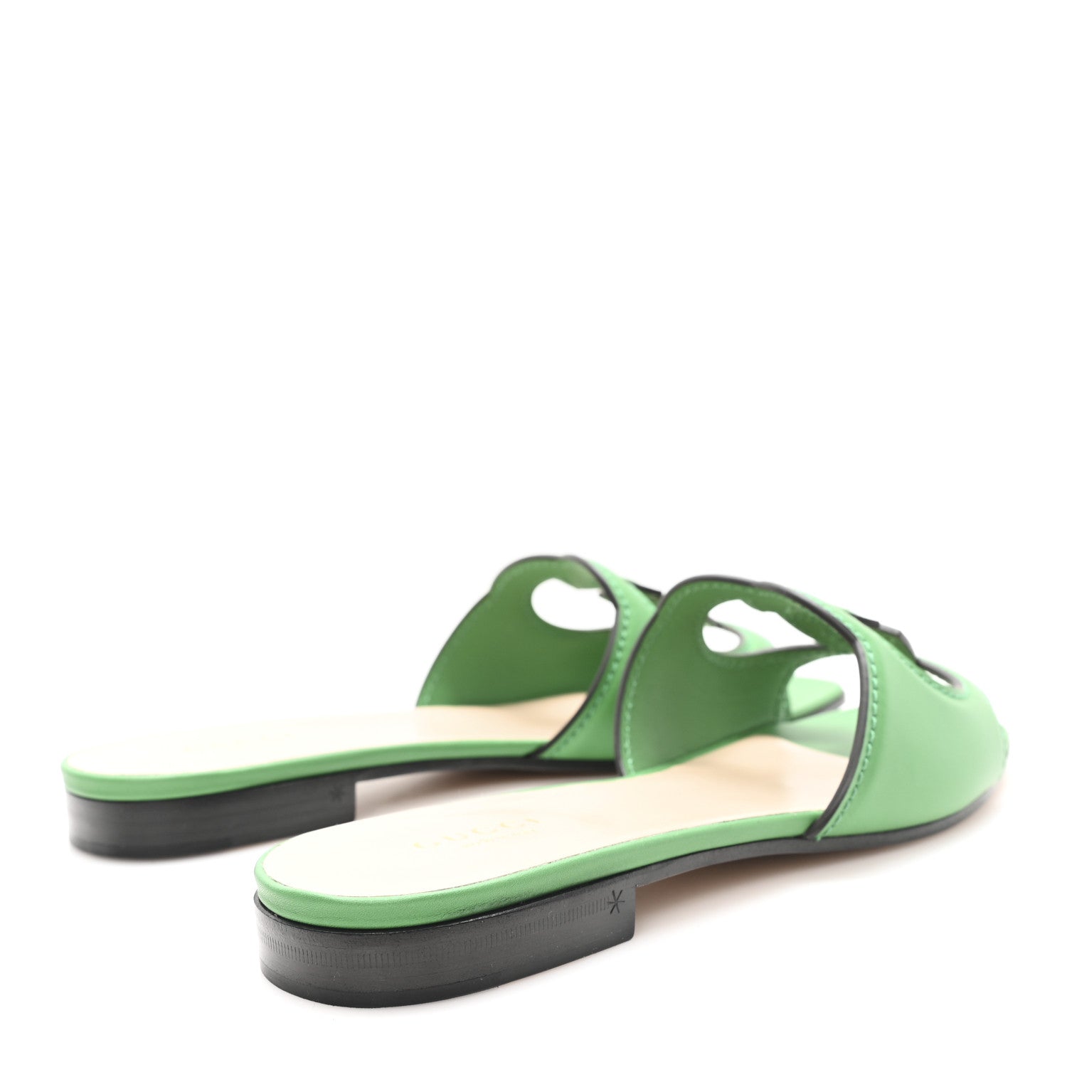Cosmos Softy Calfskin Interlocking G Cut Out Slide Sandals 36 New Shamarock