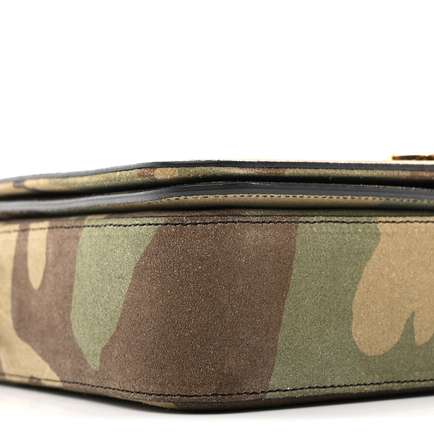 Suede Monogram University Camouflage Shoulder Bag Green