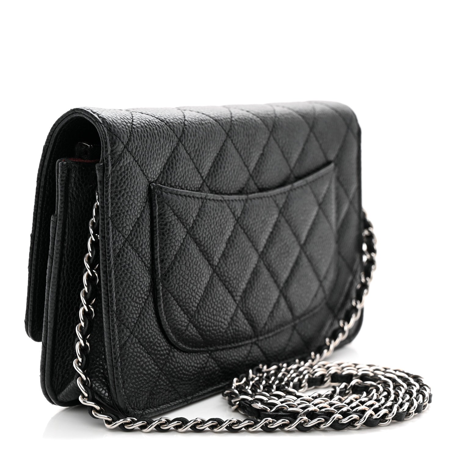 Caviar Quilted Wallet on Chain WOC Black